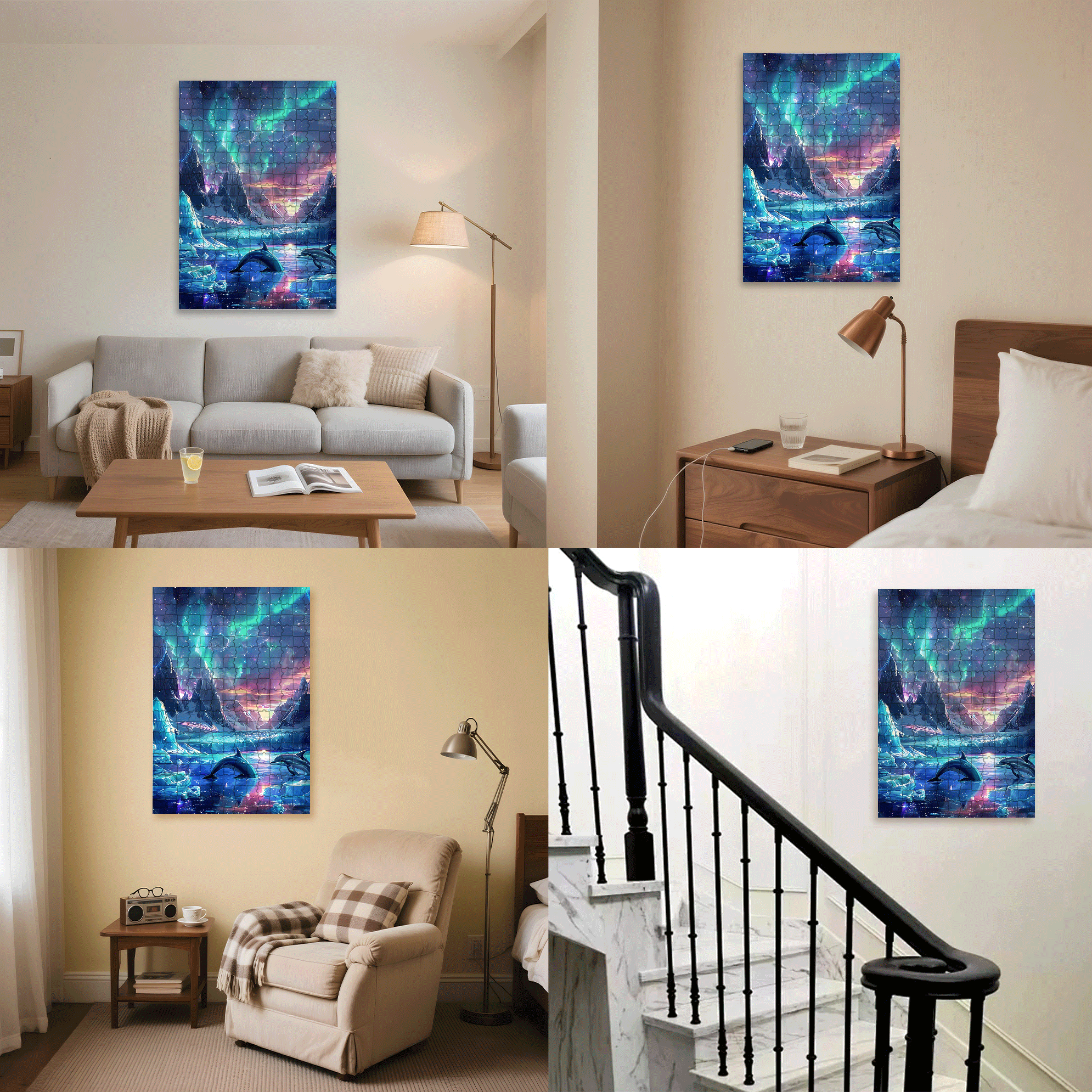 The Aurora Borealis Diamond 500pcs/1000pcs Jigsaw Puzzle, Scratch-Resistant, Interactive Family Game & Brain-Boosting DIY Decor, Perfect for Halloween, Christmas & New Year Gifts, Family Puzzle Game