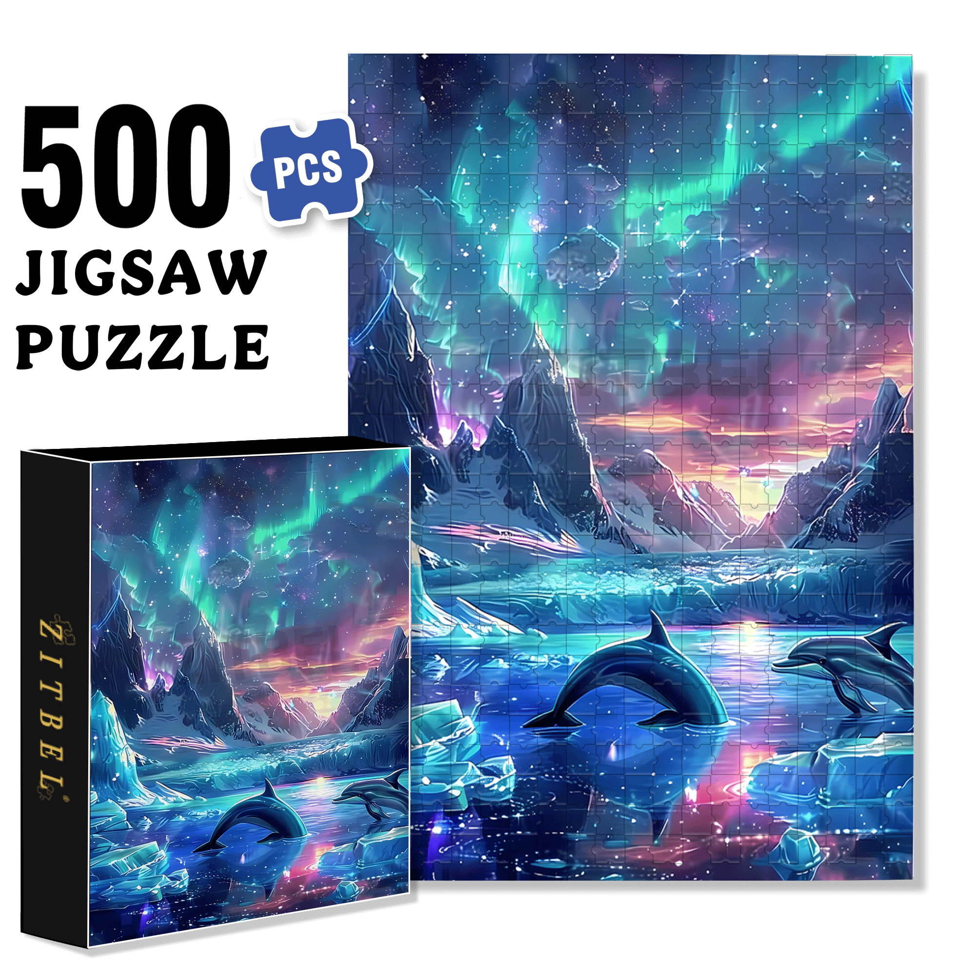 The Aurora Borealis Diamond 500pcs/1000pcs Jigsaw Puzzle, Scratch-Resistant, Interactive Family Game & Brain-Boosting DIY Decor, Perfect for Halloween, Christmas & New Year Gifts, Family Puzzle Game
