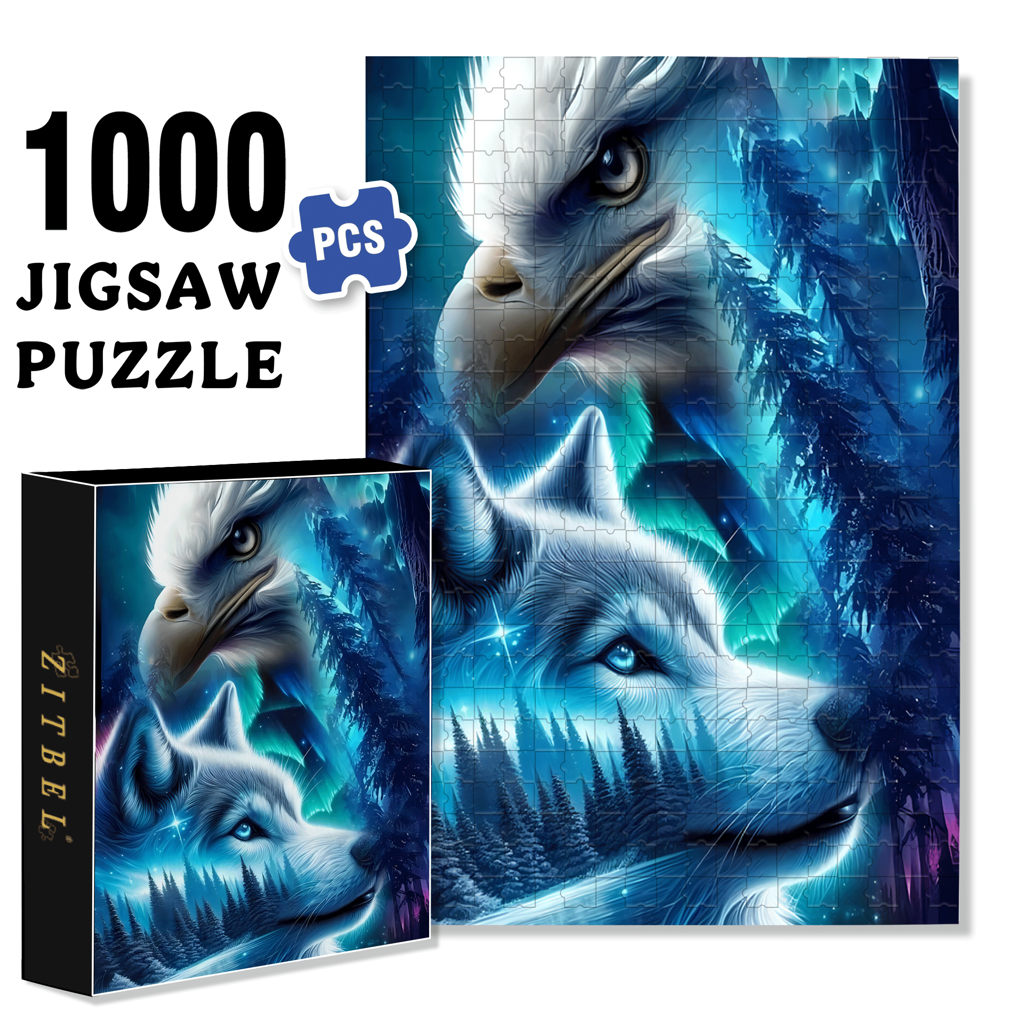 The Falcon And The Wolf 500pcs/1000pcs Jigsaw Puzzle, Scratch-Resistant, Interactive Family Game & Brain-Boosting DIY Decor, Perfect for Halloween, Christmas & New Year Gifts, Family Puzzle Game
