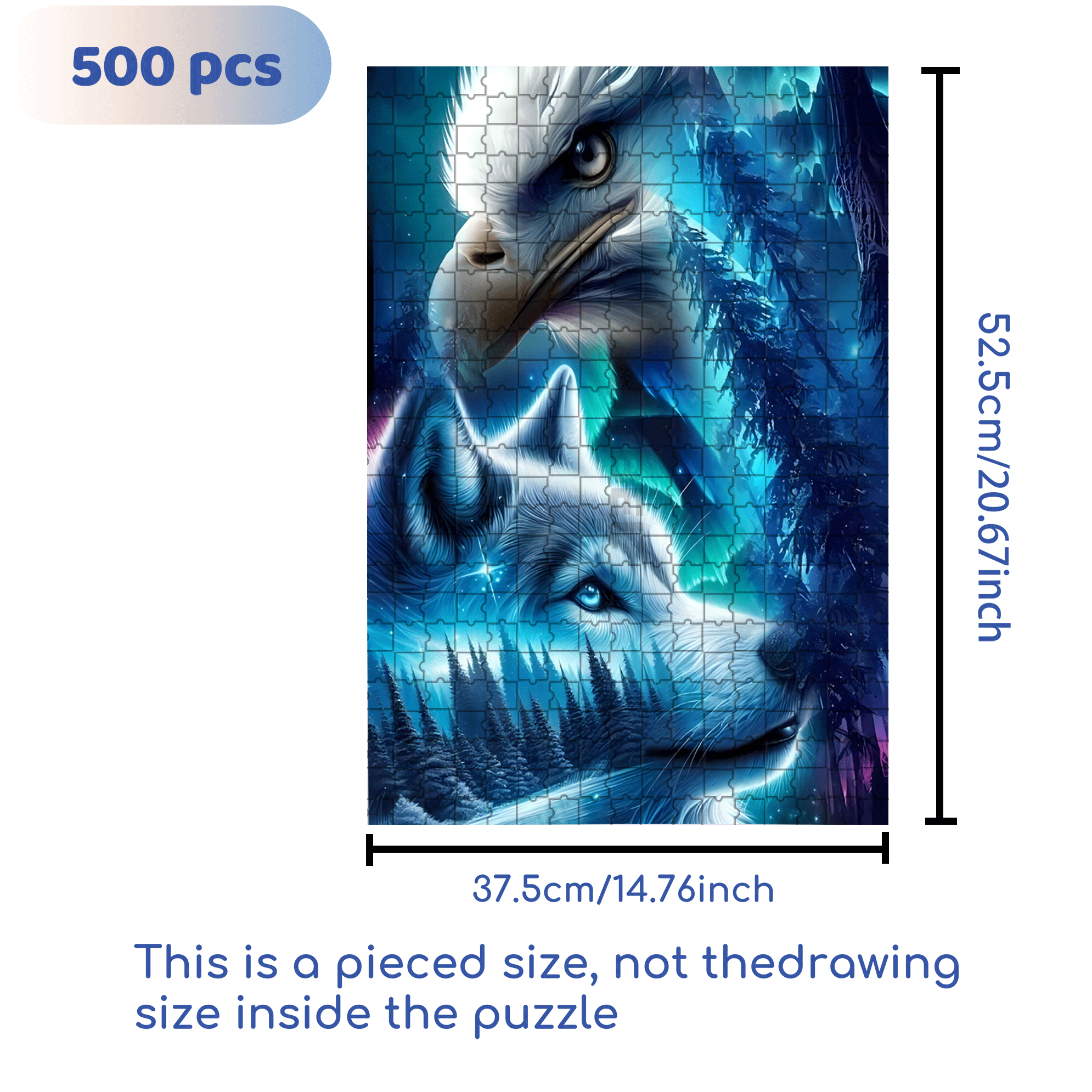 The Falcon And The Wolf 500pcs/1000pcs Jigsaw Puzzle, Scratch-Resistant, Interactive Family Game & Brain-Boosting DIY Decor, Perfect for Halloween, Christmas & New Year Gifts, Family Puzzle Game