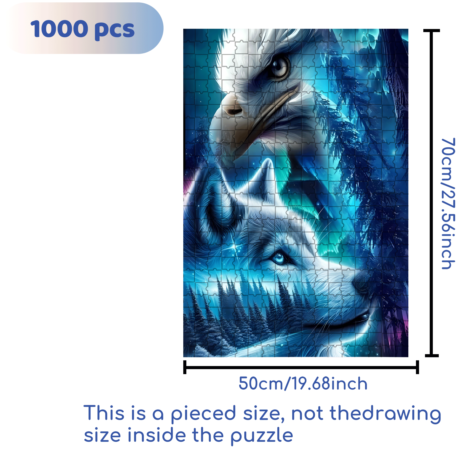 The Falcon And The Wolf 500pcs/1000pcs Jigsaw Puzzle, Scratch-Resistant, Interactive Family Game & Brain-Boosting DIY Decor, Perfect for Halloween, Christmas & New Year Gifts, Family Puzzle Game