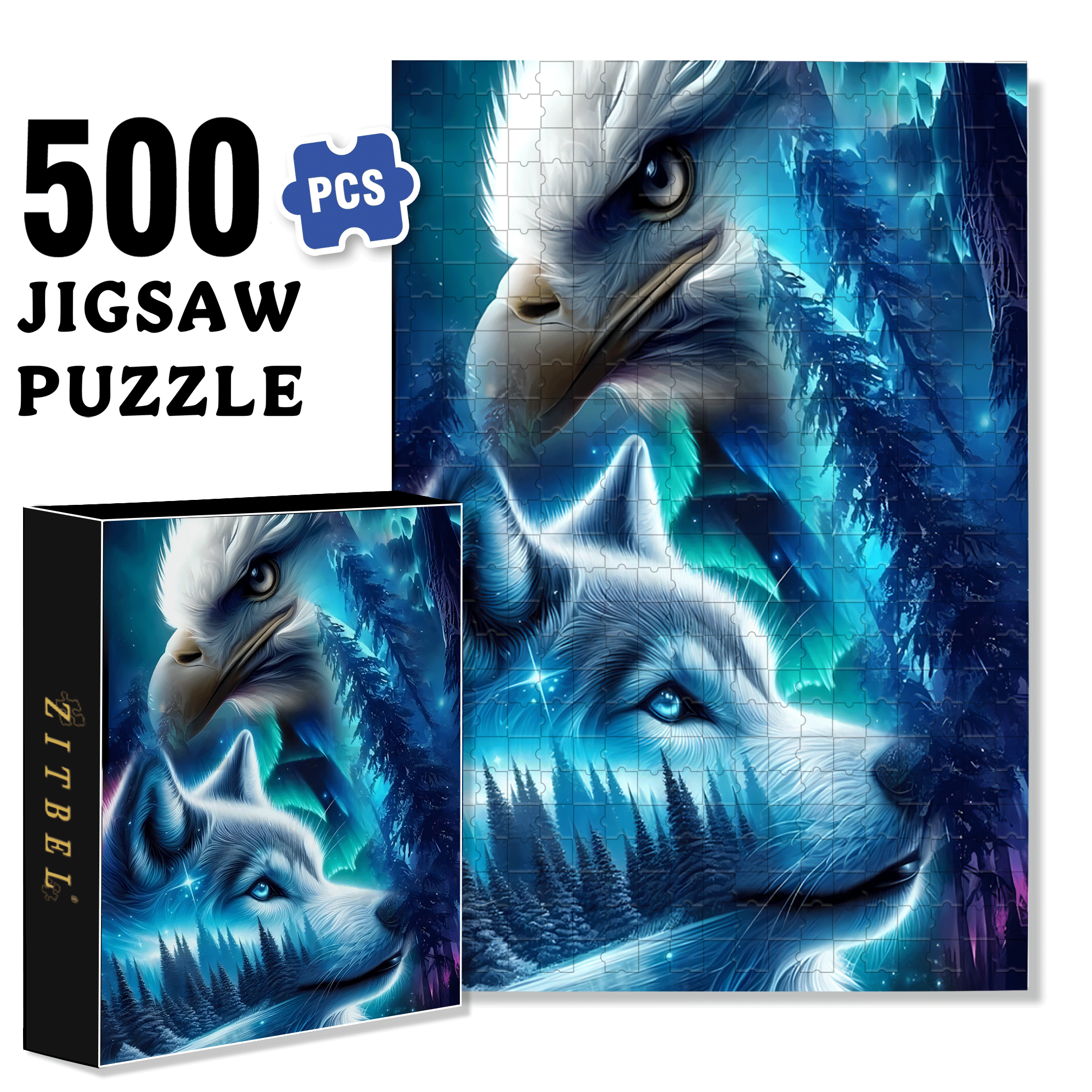 The Falcon And The Wolf 500pcs/1000pcs Jigsaw Puzzle, Scratch-Resistant, Interactive Family Game & Brain-Boosting DIY Decor, Perfect for Halloween, Christmas & New Year Gifts, Family Puzzle Game