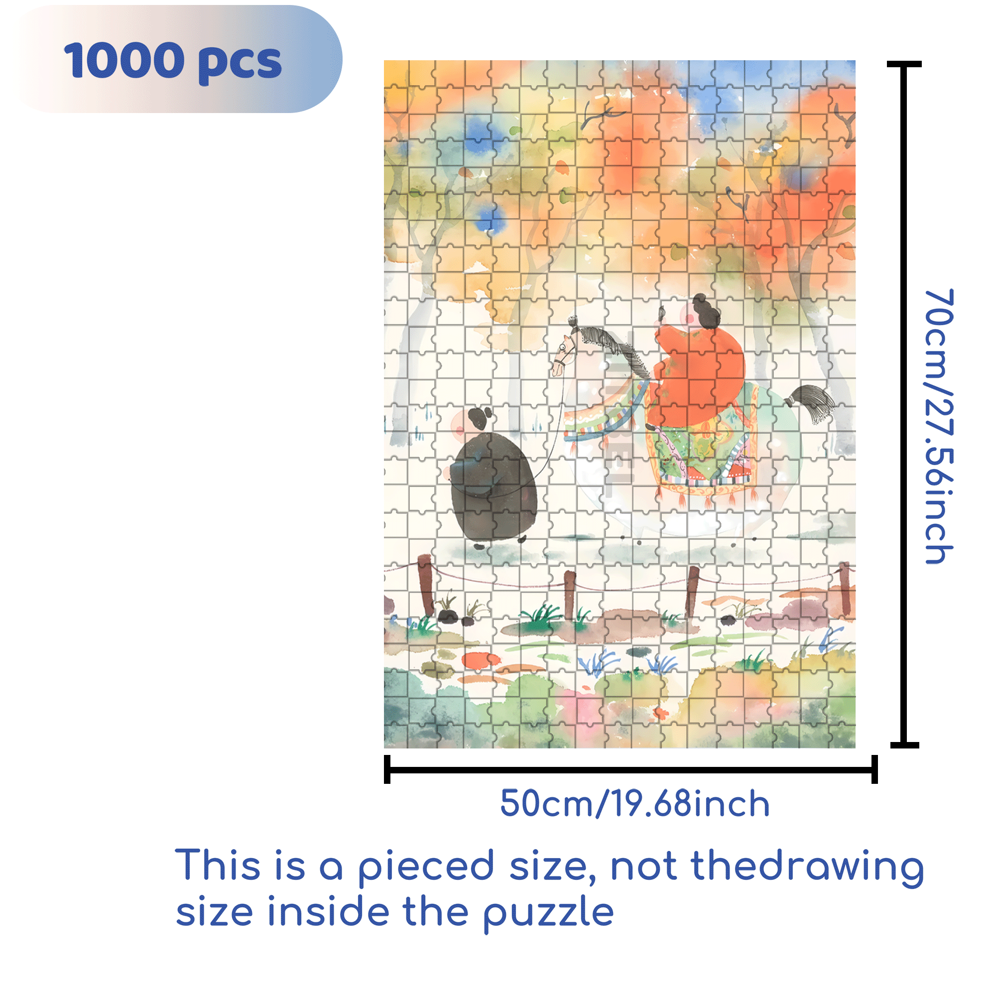 The Fat Horse 500pcs/1000pcs Jigsaw Puzzle, Scratch-Resistant, Interactive Family Game & Brain-Boosting DIY Decor, Perfect for Halloween, Christmas & New Year Gifts, Family Puzzle Game