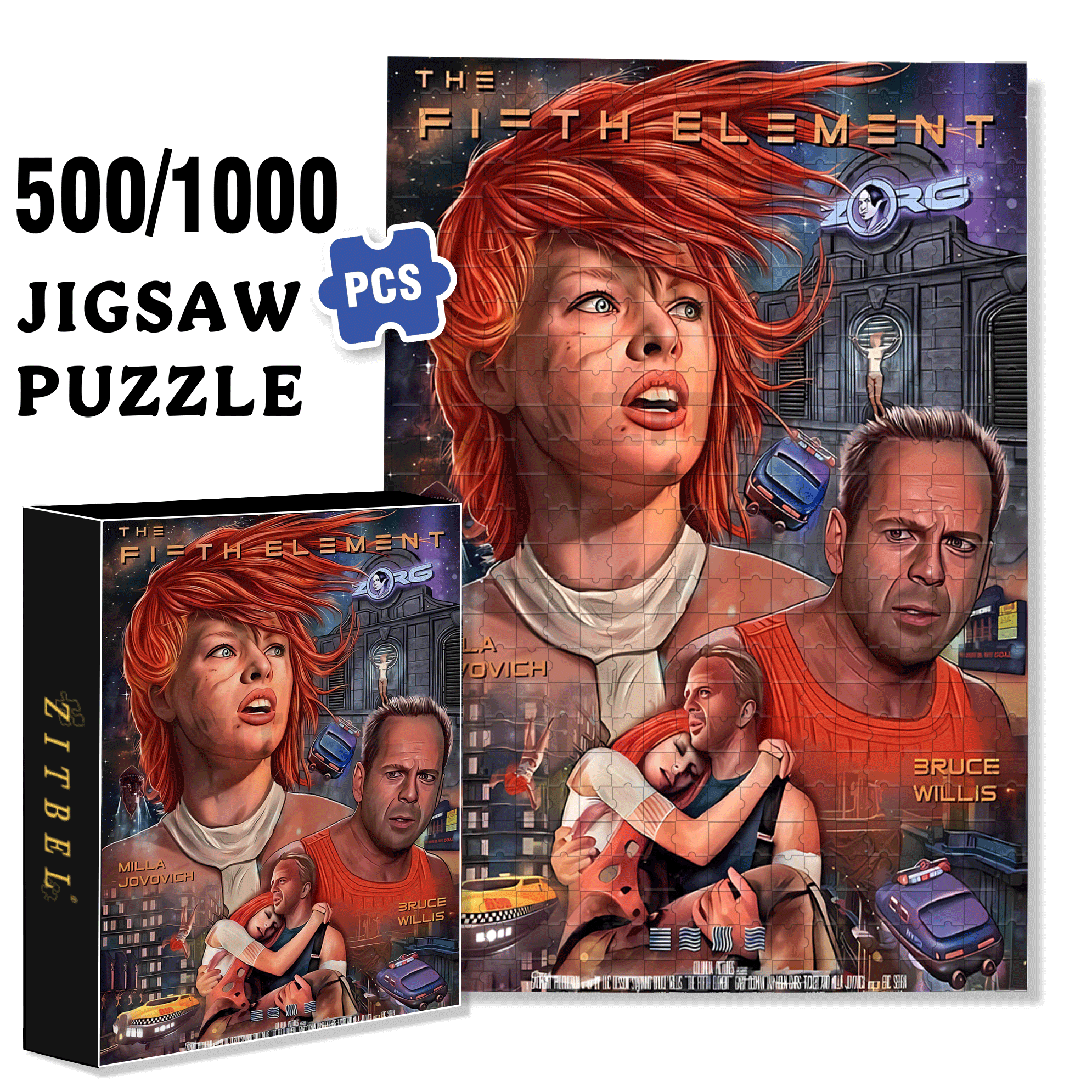 The Fieth Element 500pcs/1000pcs Jigsaw Puzzle, Scratch-Resistant, Interactive Family Game & Brain-Boosting DIY Decor, Perfect for Halloween, Christmas & New Year Gifts, Family Puzzle Game