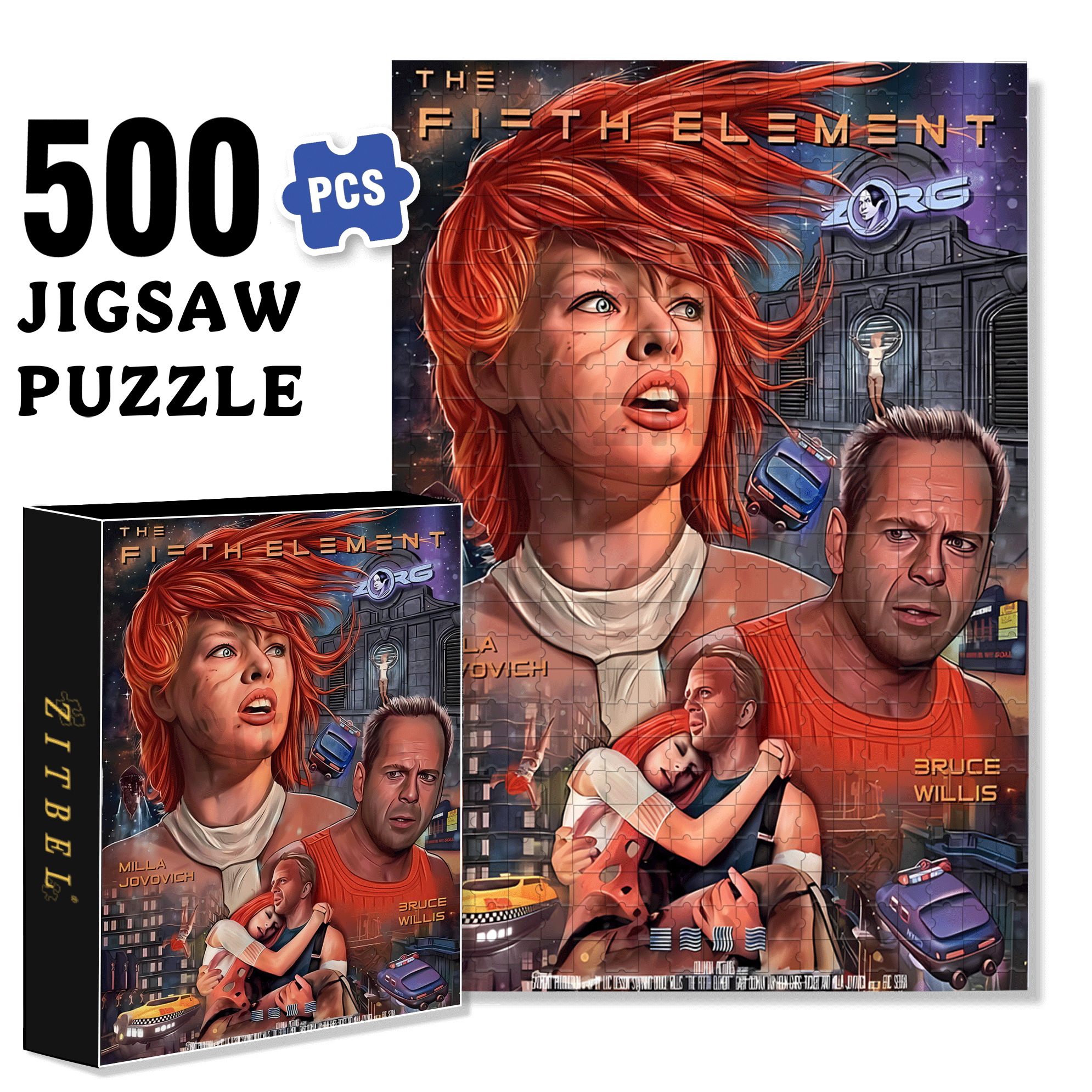 The Fieth Element 500pcs/1000pcs Jigsaw Puzzle, Scratch-Resistant, Interactive Family Game & Brain-Boosting DIY Decor, Perfect for Halloween, Christmas & New Year Gifts, Family Puzzle Game