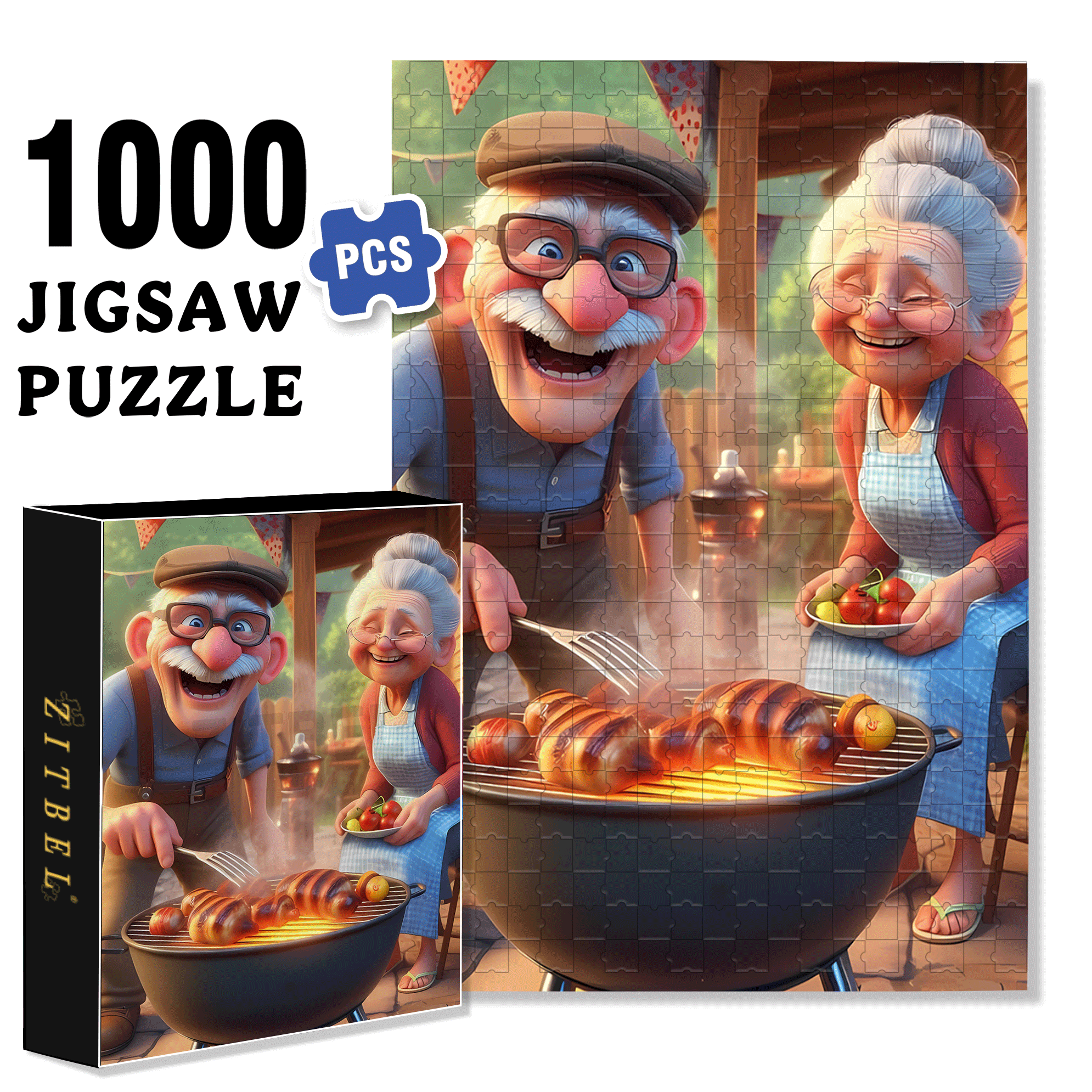 The Happy Moments Of The Elderly Couple 500pcs/1000pcs Jigsaw Puzzle, Scratch-Resistant, Interactive Family Game & Brain-Boosting DIY Decor, Perfect for Halloween, Christmas & New Year Gifts, Family Puzzle Game