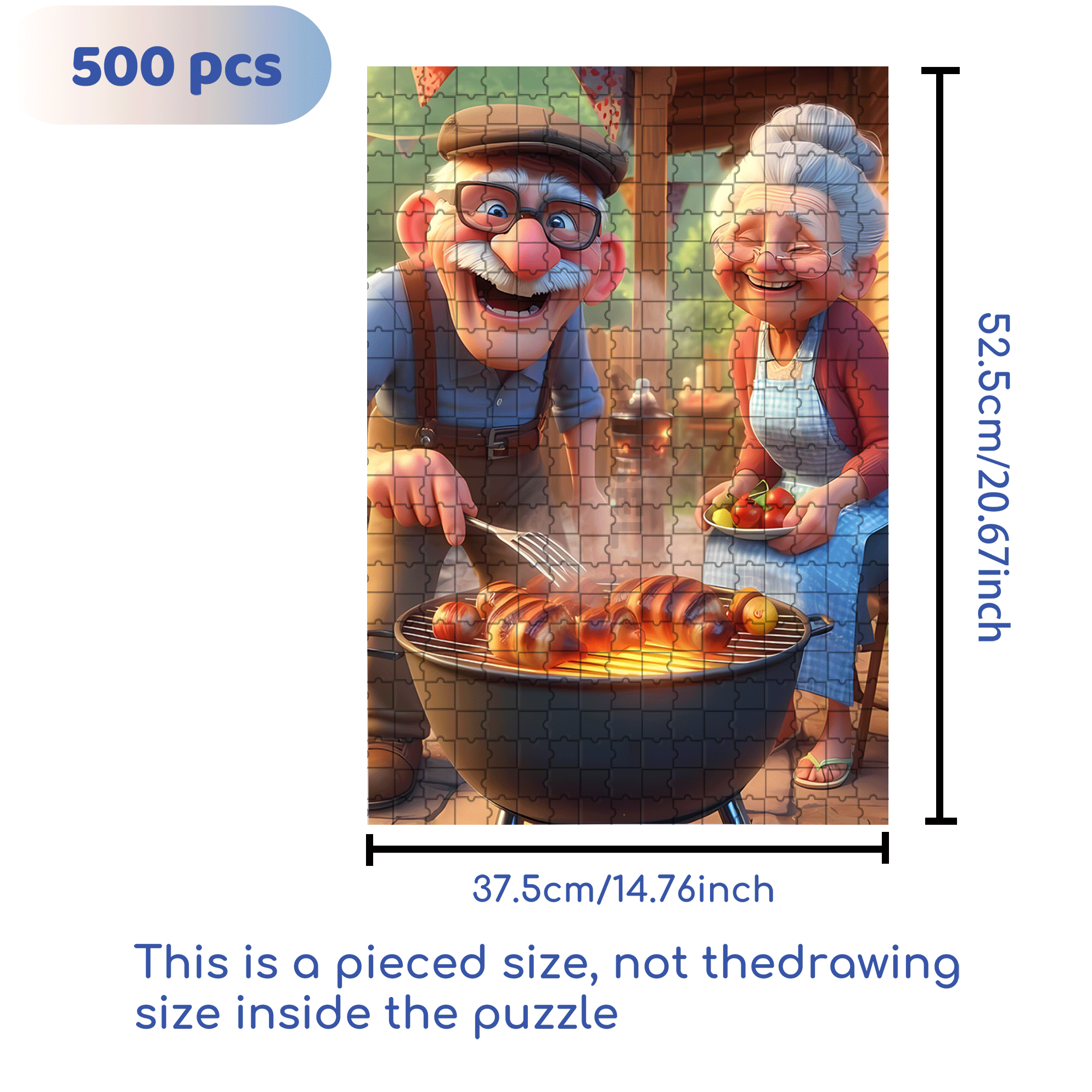 The Happy Moments Of The Elderly Couple 500pcs/1000pcs Jigsaw Puzzle, Scratch-Resistant, Interactive Family Game & Brain-Boosting DIY Decor, Perfect for Halloween, Christmas & New Year Gifts, Family Puzzle Game