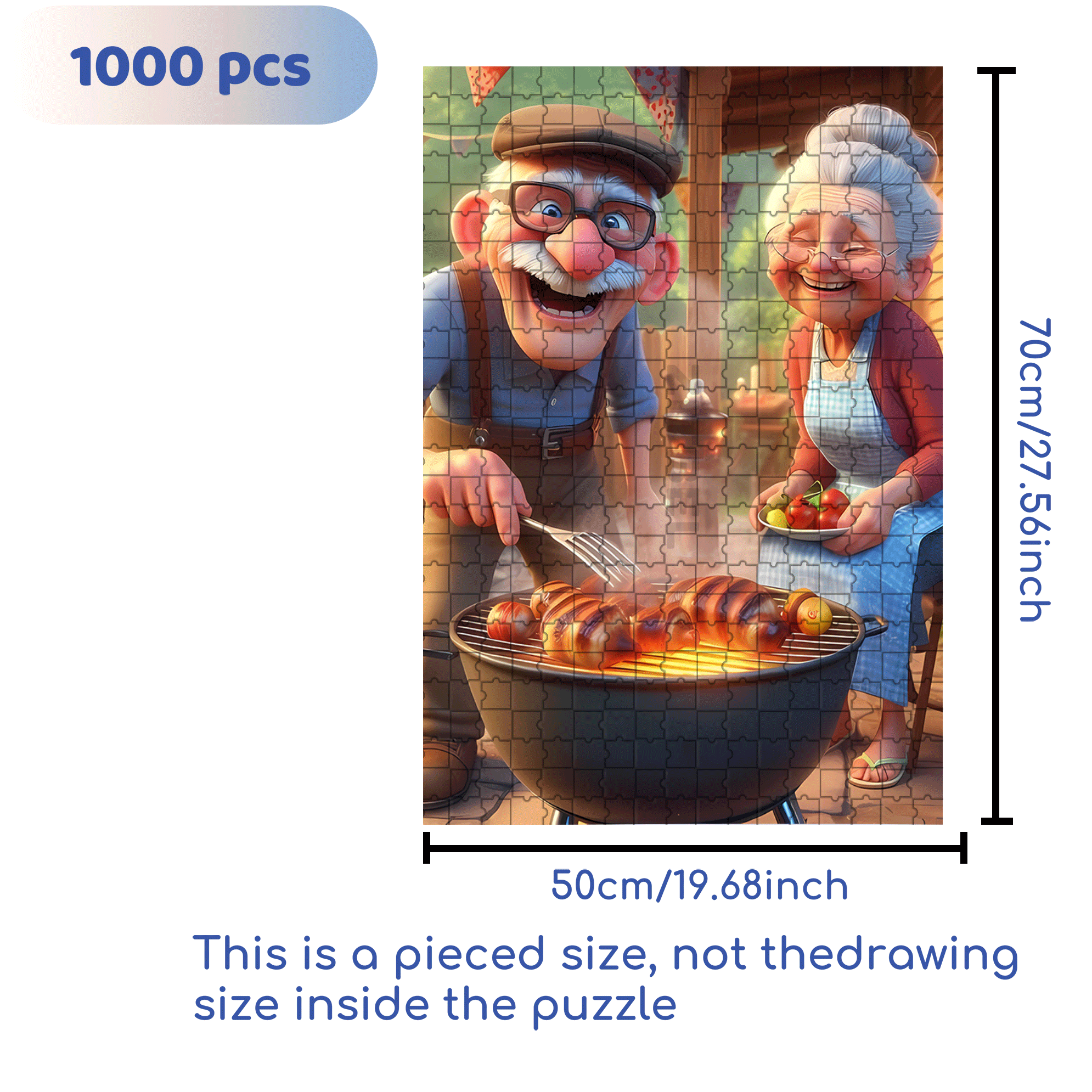 The Happy Moments Of The Elderly Couple 500pcs/1000pcs Jigsaw Puzzle, Scratch-Resistant, Interactive Family Game & Brain-Boosting DIY Decor, Perfect for Halloween, Christmas & New Year Gifts, Family Puzzle Game