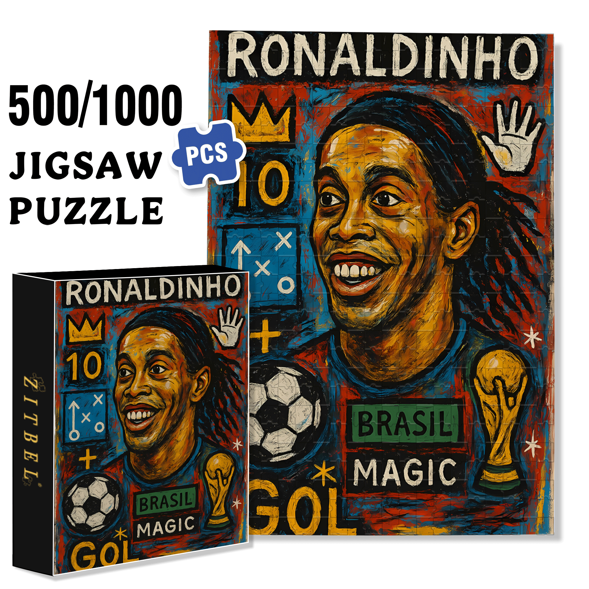 The Magician of Football 500pcs/1000pcs Jigsaw Puzzle, Scratch-Resistant, Interactive Family Game & Brain-Boosting DIY Decor, Perfect for Halloween, Christmas & New Year Gifts, Family Puzzle Game