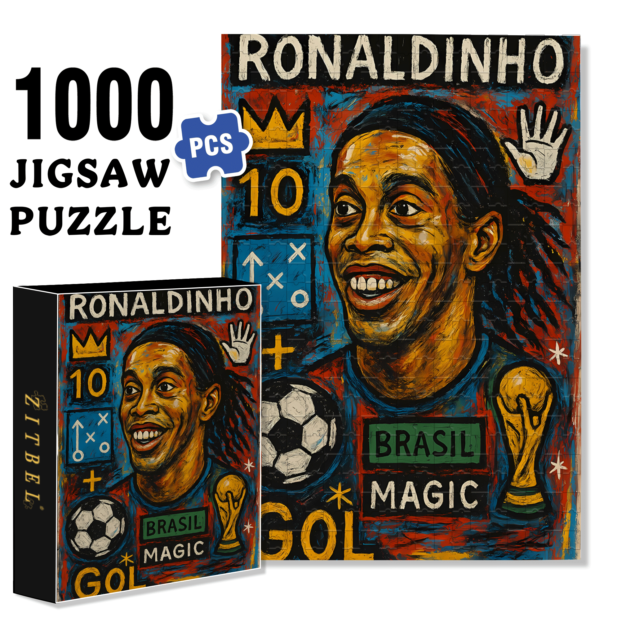 The Magician of Football 500pcs/1000pcs Jigsaw Puzzle, Scratch-Resistant, Interactive Family Game & Brain-Boosting DIY Decor, Perfect for Halloween, Christmas & New Year Gifts, Family Puzzle Game