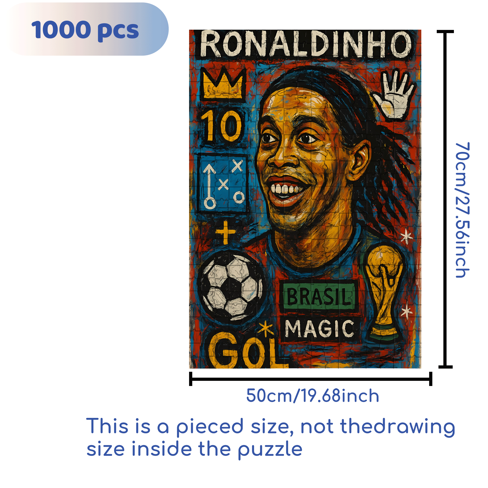 The Magician of Football 500pcs/1000pcs Jigsaw Puzzle, Scratch-Resistant, Interactive Family Game & Brain-Boosting DIY Decor, Perfect for Halloween, Christmas & New Year Gifts, Family Puzzle Game
