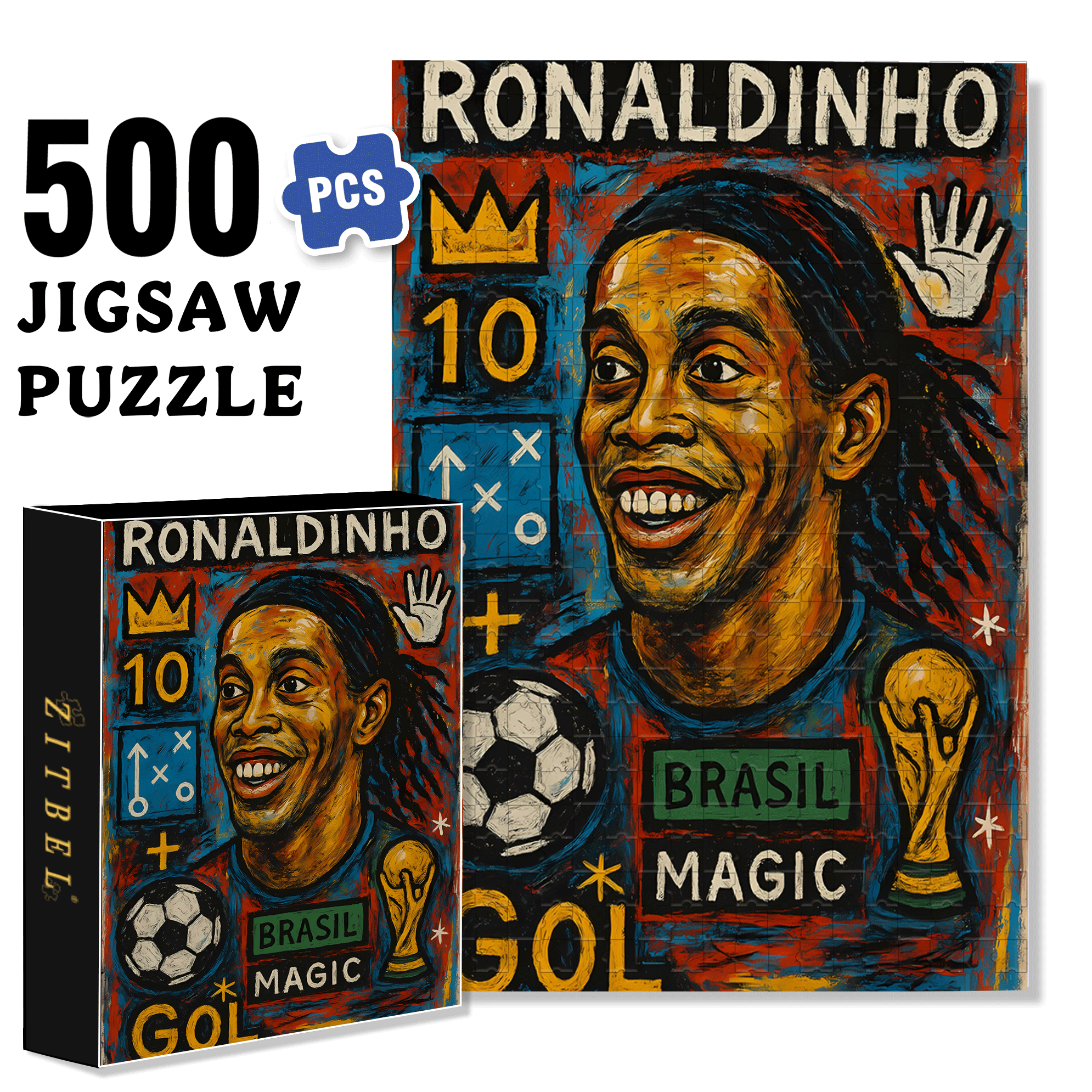 The Magician of Football 500pcs/1000pcs Jigsaw Puzzle, Scratch-Resistant, Interactive Family Game & Brain-Boosting DIY Decor, Perfect for Halloween, Christmas & New Year Gifts, Family Puzzle Game