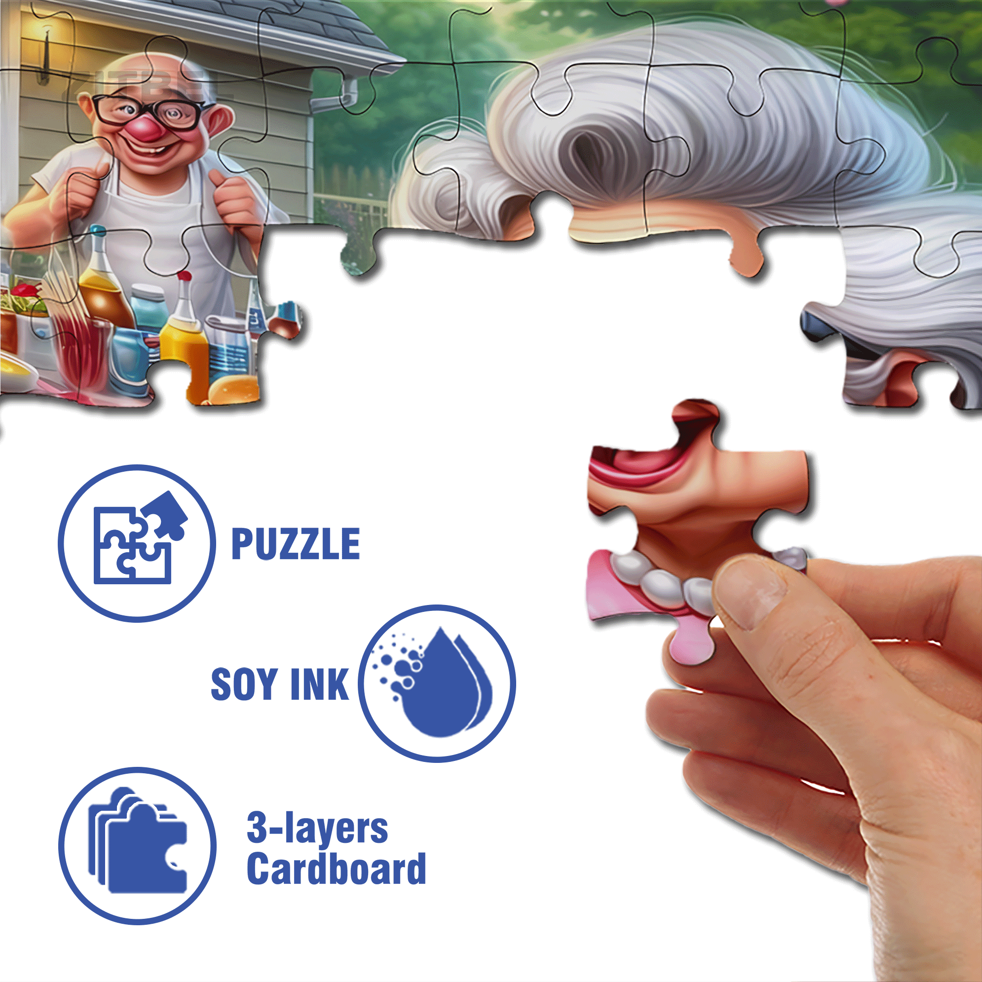 The Old Couple And The Barbecue 500pcs/1000pcs Jigsaw Puzzle, Scratch-Resistant, Interactive Family Game & Brain-Boosting DIY Decor, Perfect for Halloween, Christmas & New Year Gifts, Family Puzzle Game