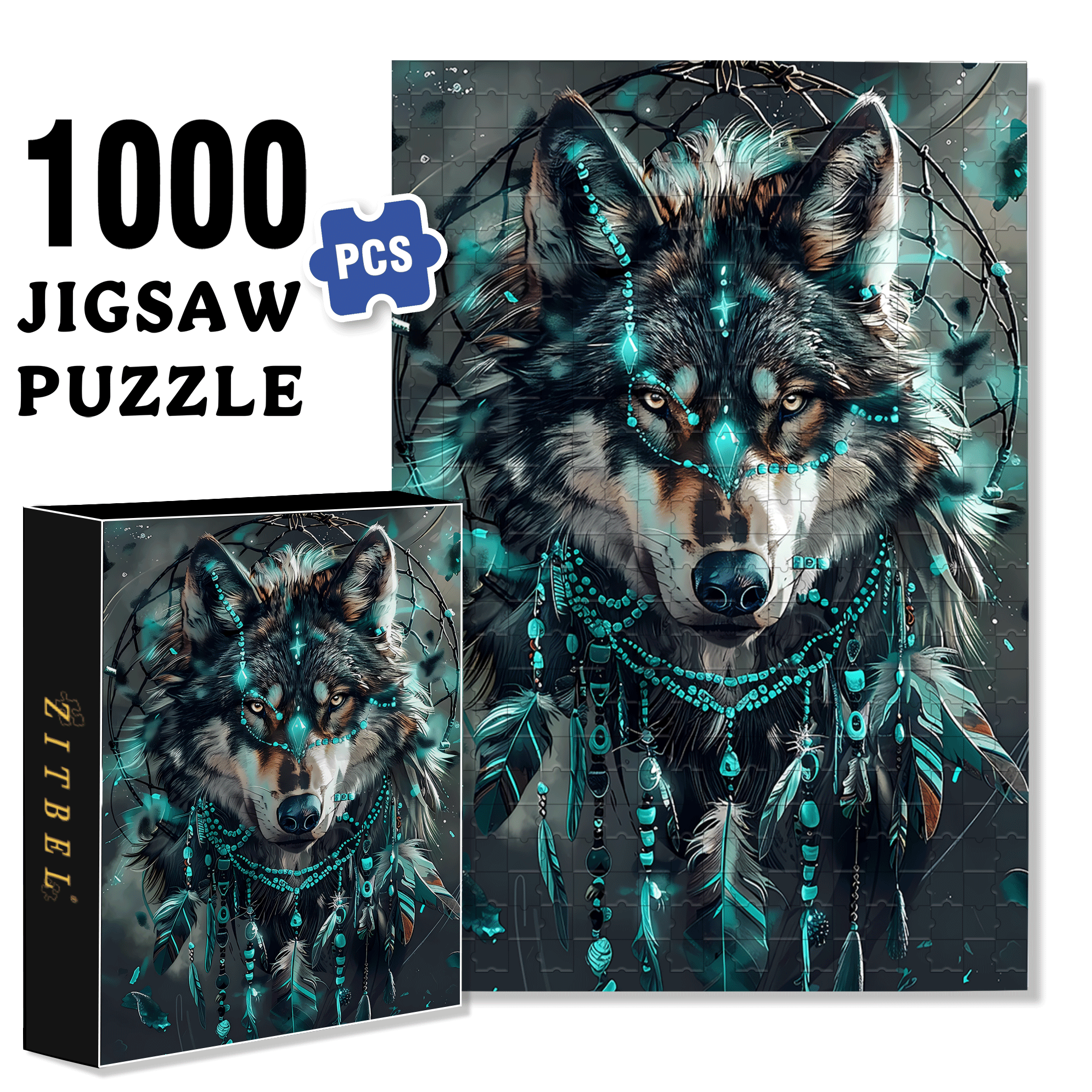 The Wolf and the Diamond 500pcs/1000pcs Jigsaw Puzzle, Scratch-Resistant, Interactive Family Game & Brain-Boosting DIY Decor, Perfect for Halloween, Christmas & New Year Gifts, Family Puzzle Game