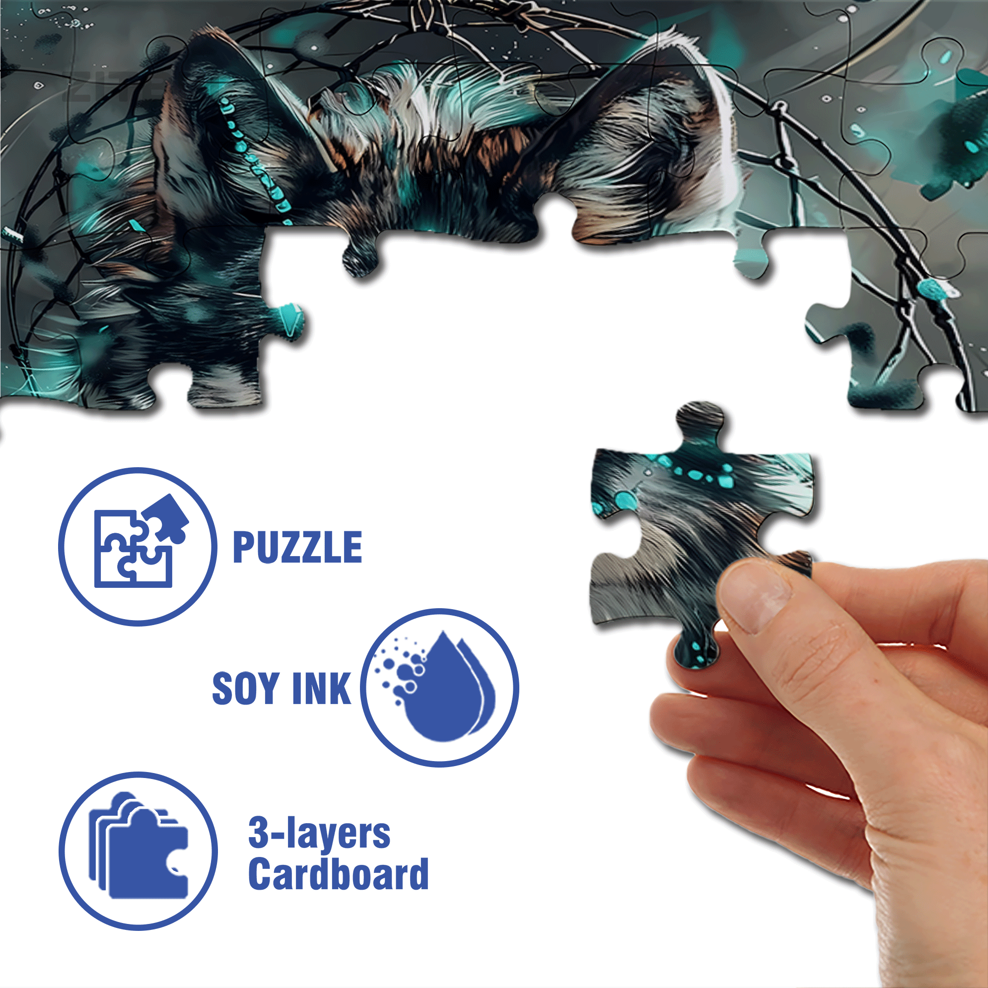 The Wolf and the Diamond 500pcs/1000pcs Jigsaw Puzzle, Scratch-Resistant, Interactive Family Game & Brain-Boosting DIY Decor, Perfect for Halloween, Christmas & New Year Gifts, Family Puzzle Game