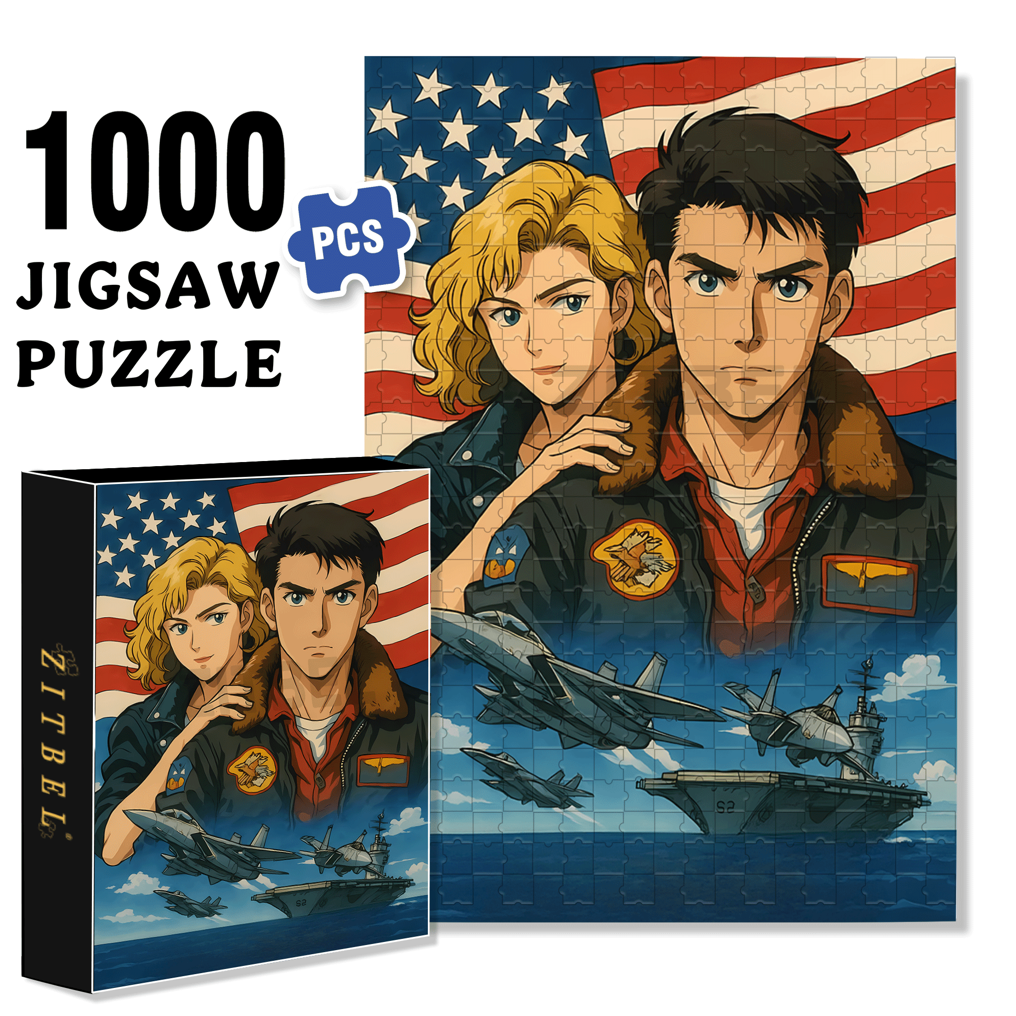 Top Gun 500pcs/1000pcs Jigsaw Puzzle, Scratch-Resistant, Interactive Family Game & Brain-Boosting DIY Decor, Perfect for Halloween, Christmas & New Year Gifts, Family Puzzle Game
