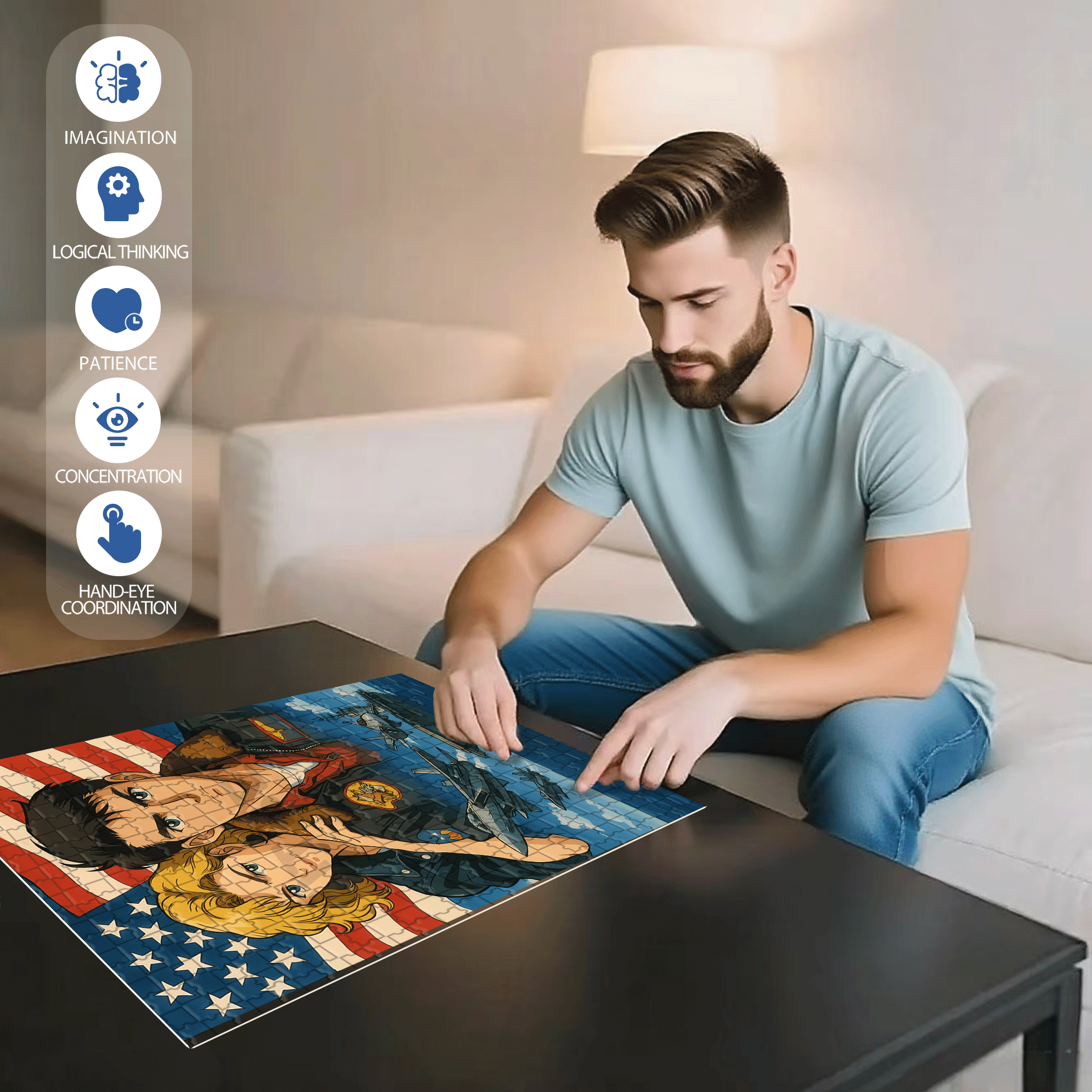 Top Gun 500pcs/1000pcs Jigsaw Puzzle, Scratch-Resistant, Interactive Family Game & Brain-Boosting DIY Decor, Perfect for Halloween, Christmas & New Year Gifts, Family Puzzle Game