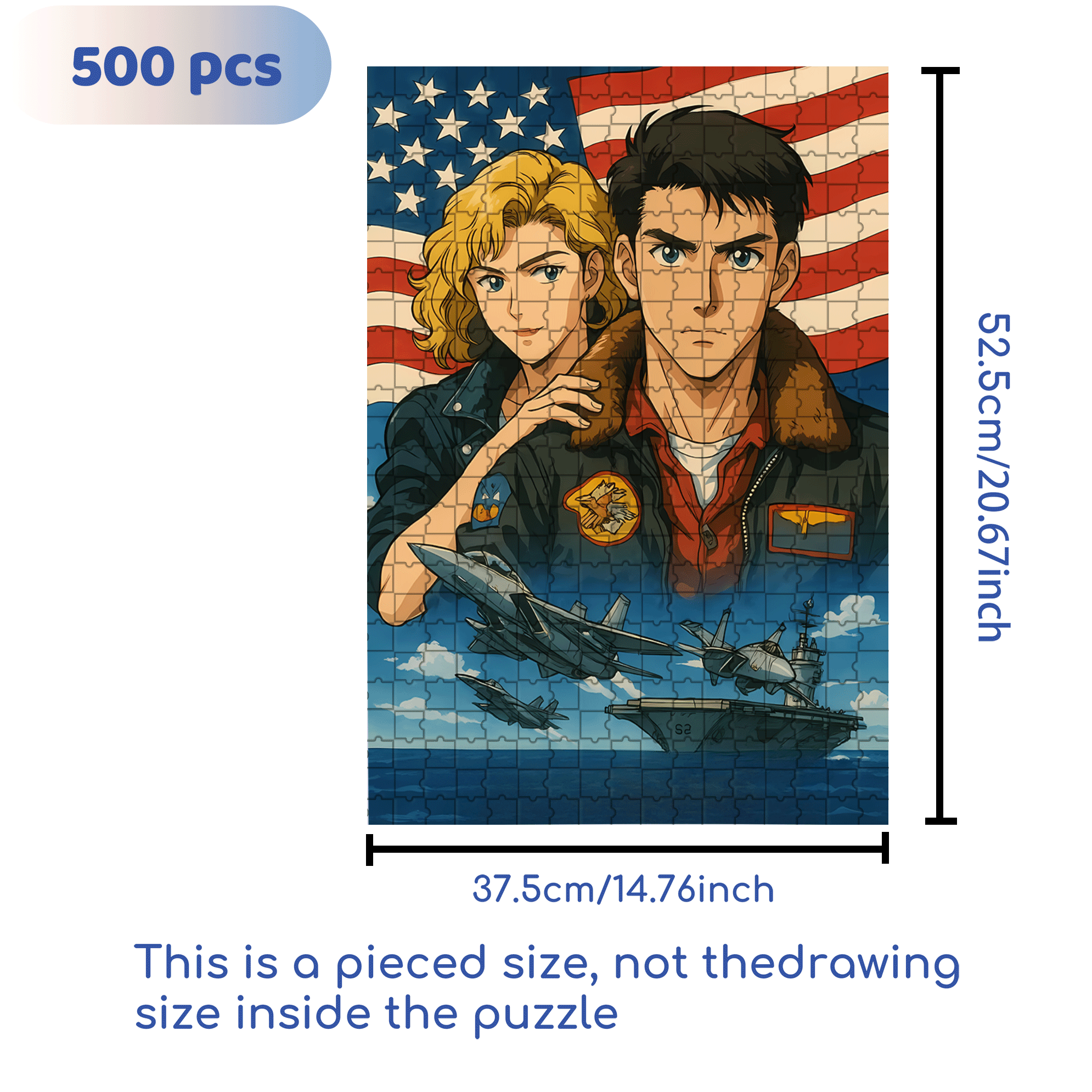 Top Gun 500pcs/1000pcs Jigsaw Puzzle, Scratch-Resistant, Interactive Family Game & Brain-Boosting DIY Decor, Perfect for Halloween, Christmas & New Year Gifts, Family Puzzle Game