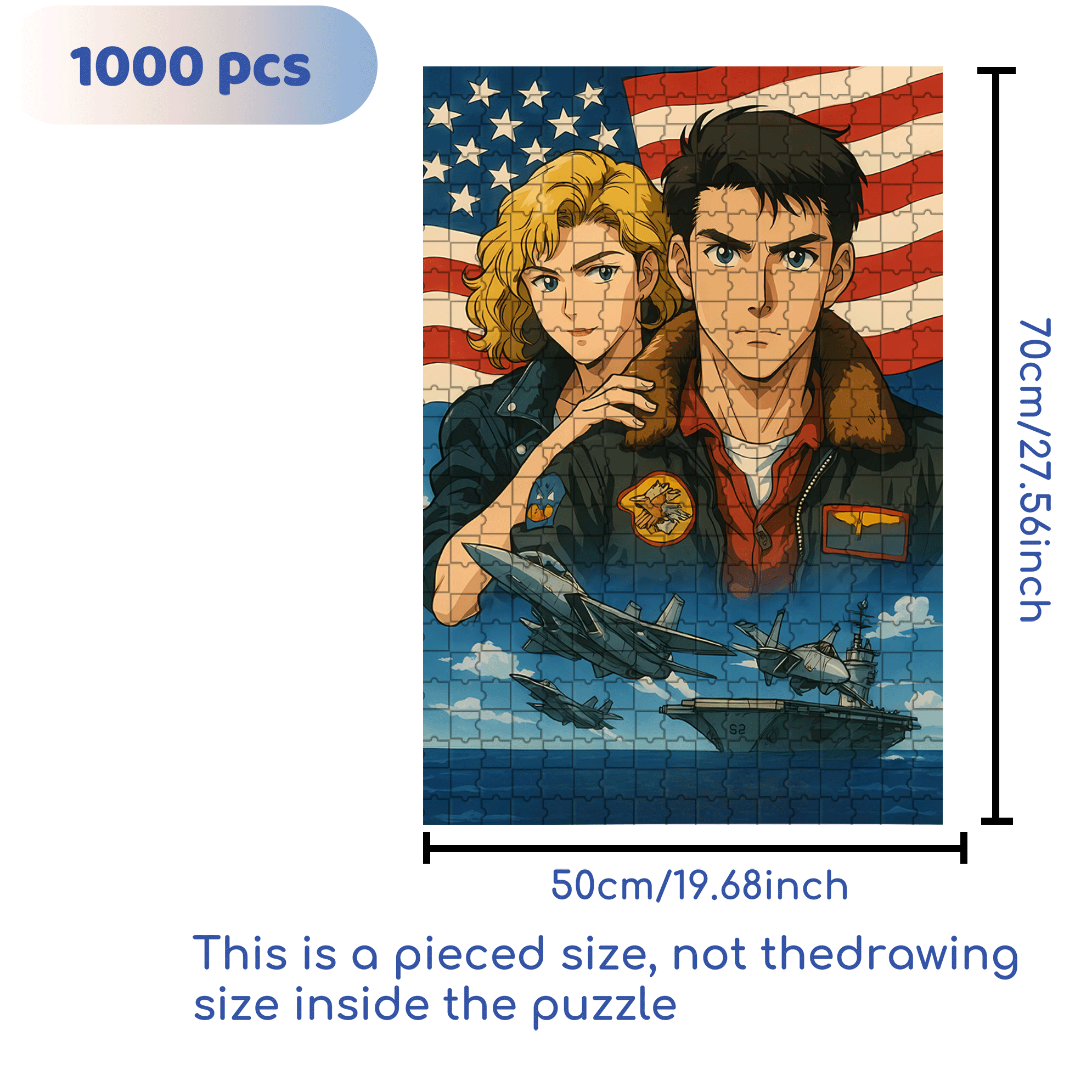 Top Gun 500pcs/1000pcs Jigsaw Puzzle, Scratch-Resistant, Interactive Family Game & Brain-Boosting DIY Decor, Perfect for Halloween, Christmas & New Year Gifts, Family Puzzle Game