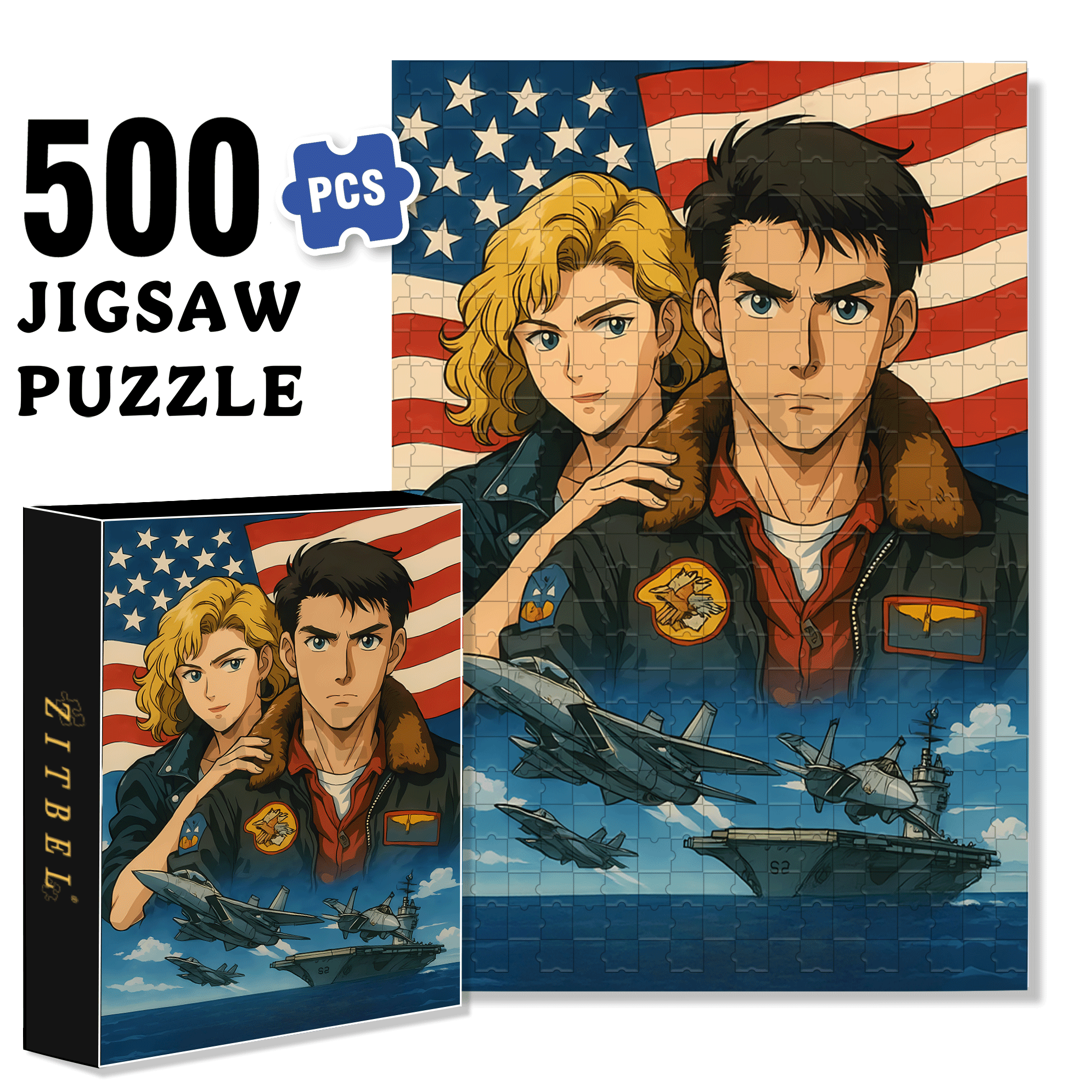 Top Gun 500pcs/1000pcs Jigsaw Puzzle, Scratch-Resistant, Interactive Family Game & Brain-Boosting DIY Decor, Perfect for Halloween, Christmas & New Year Gifts, Family Puzzle Game