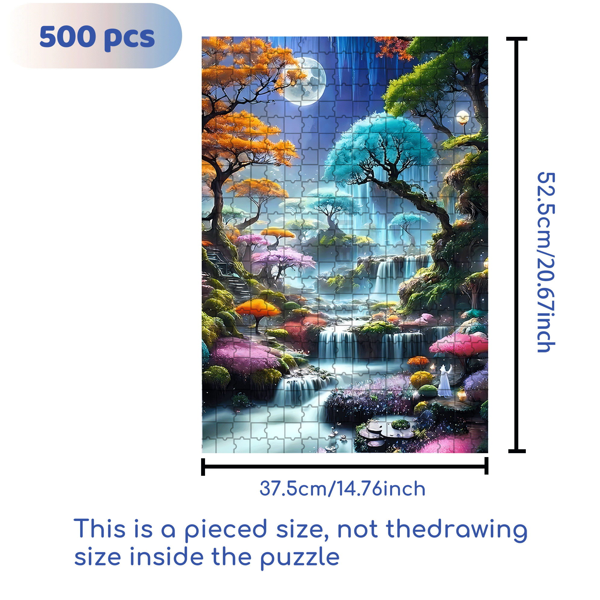 Tree and Waterfall 500pcs/1000pcs Jigsaw Puzzle, Scratch-Resistant, Interactive Family Game & Brain-Boosting DIY Decor, Perfect for Halloween, Christmas & New Year Gifts, Family Puzzle Game
