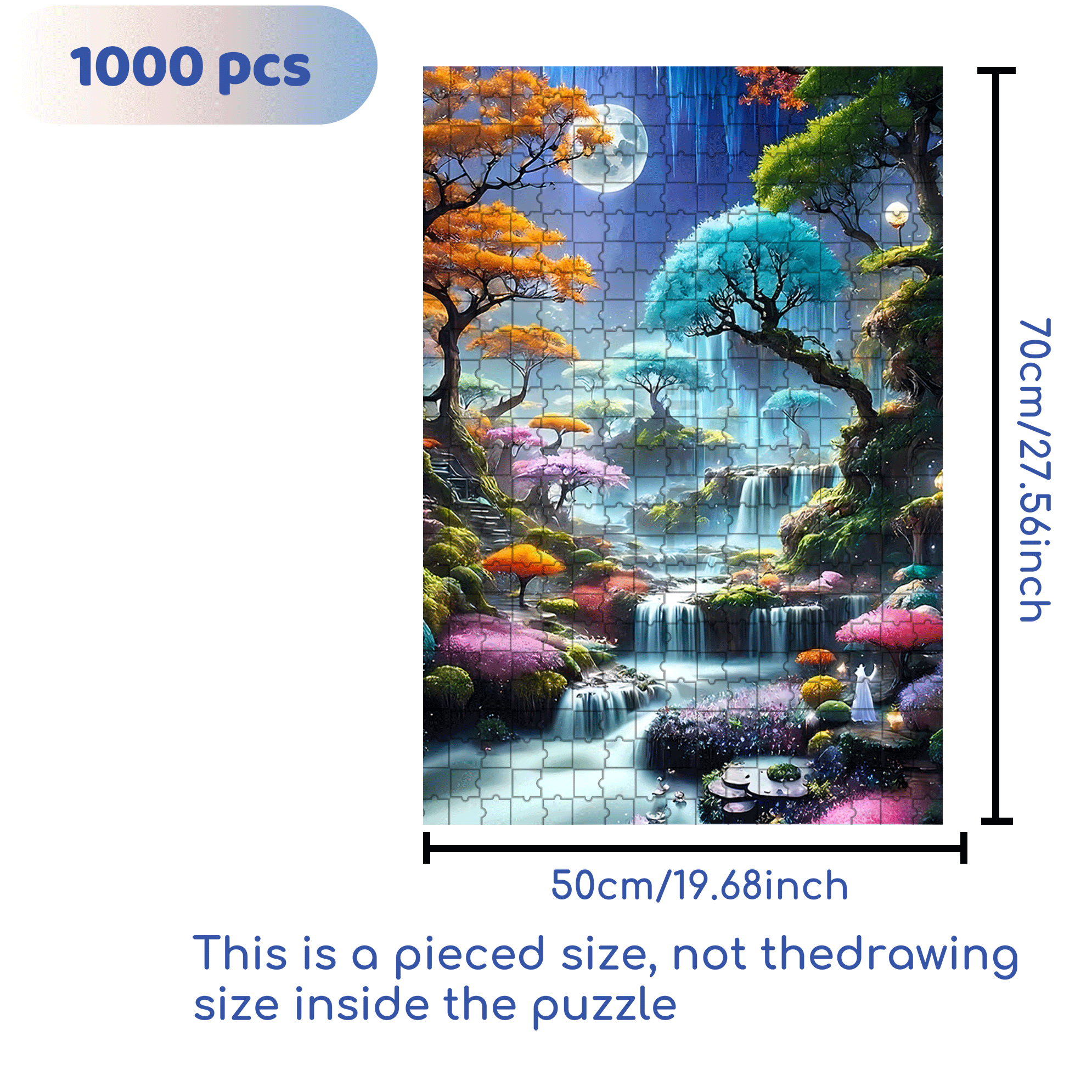 Tree and Waterfall 500pcs/1000pcs Jigsaw Puzzle, Scratch-Resistant, Interactive Family Game & Brain-Boosting DIY Decor, Perfect for Halloween, Christmas & New Year Gifts, Family Puzzle Game