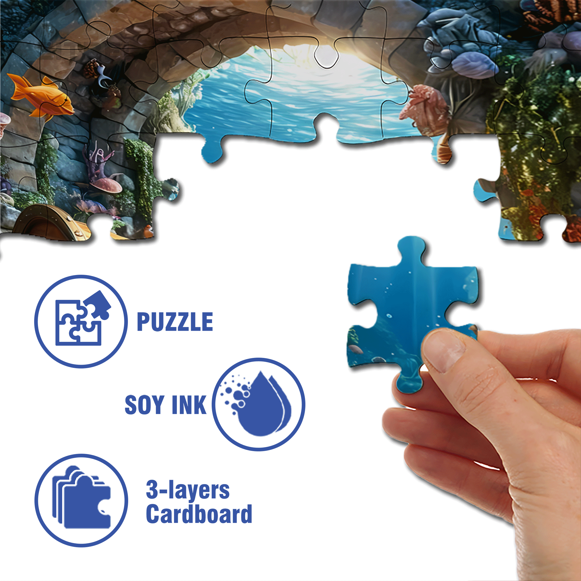 Underwater Treasure 500pcs/1000pcs Jigsaw Puzzle, Scratch-Resistant, Interactive Family Game & Brain-Boosting DIY Decor, Perfect for Halloween, Christmas & New Year Gifts, Family Puzzle Game