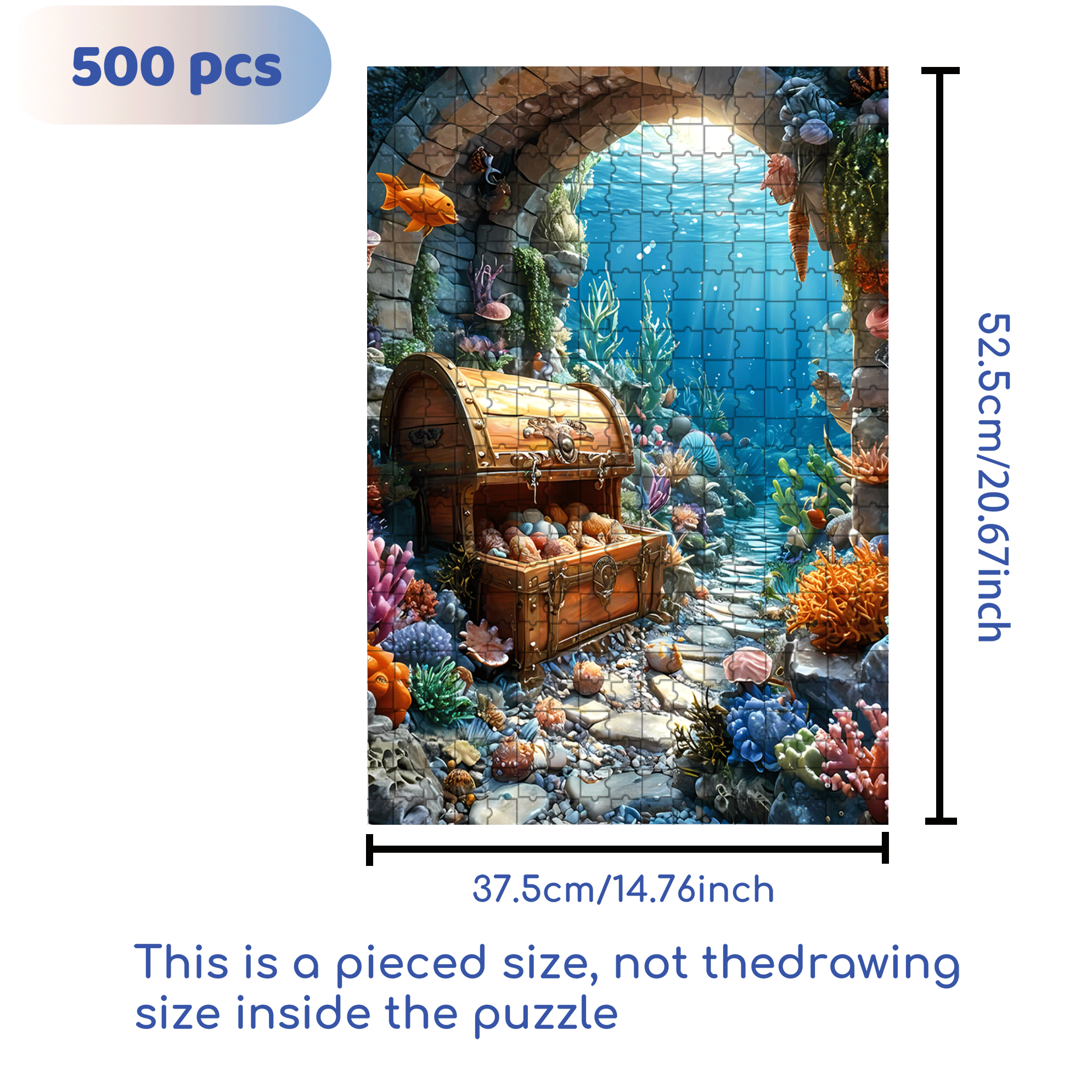 Underwater Treasure 500pcs/1000pcs Jigsaw Puzzle, Scratch-Resistant, Interactive Family Game & Brain-Boosting DIY Decor, Perfect for Halloween, Christmas & New Year Gifts, Family Puzzle Game
