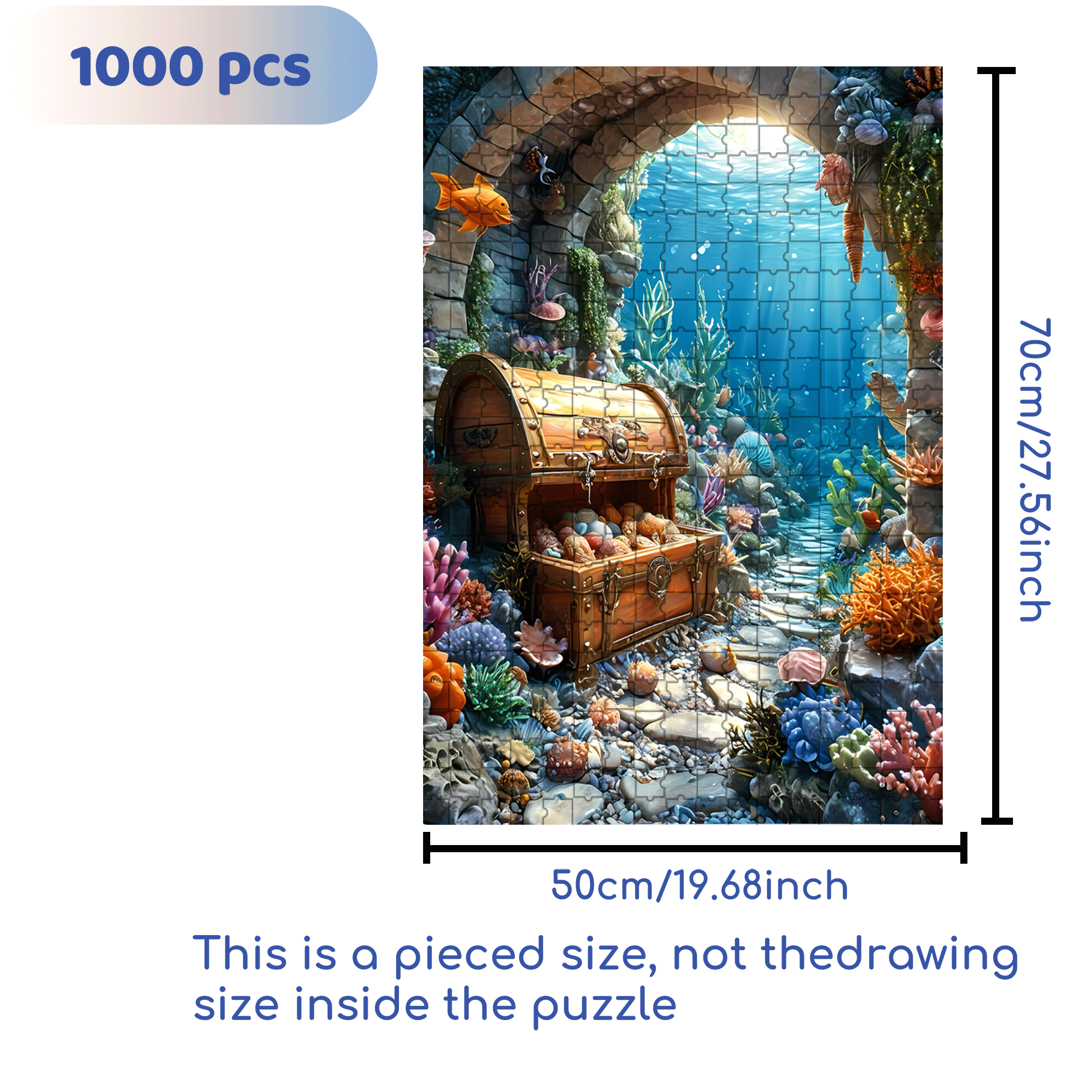Underwater Treasure 500pcs/1000pcs Jigsaw Puzzle, Scratch-Resistant, Interactive Family Game & Brain-Boosting DIY Decor, Perfect for Halloween, Christmas & New Year Gifts, Family Puzzle Game