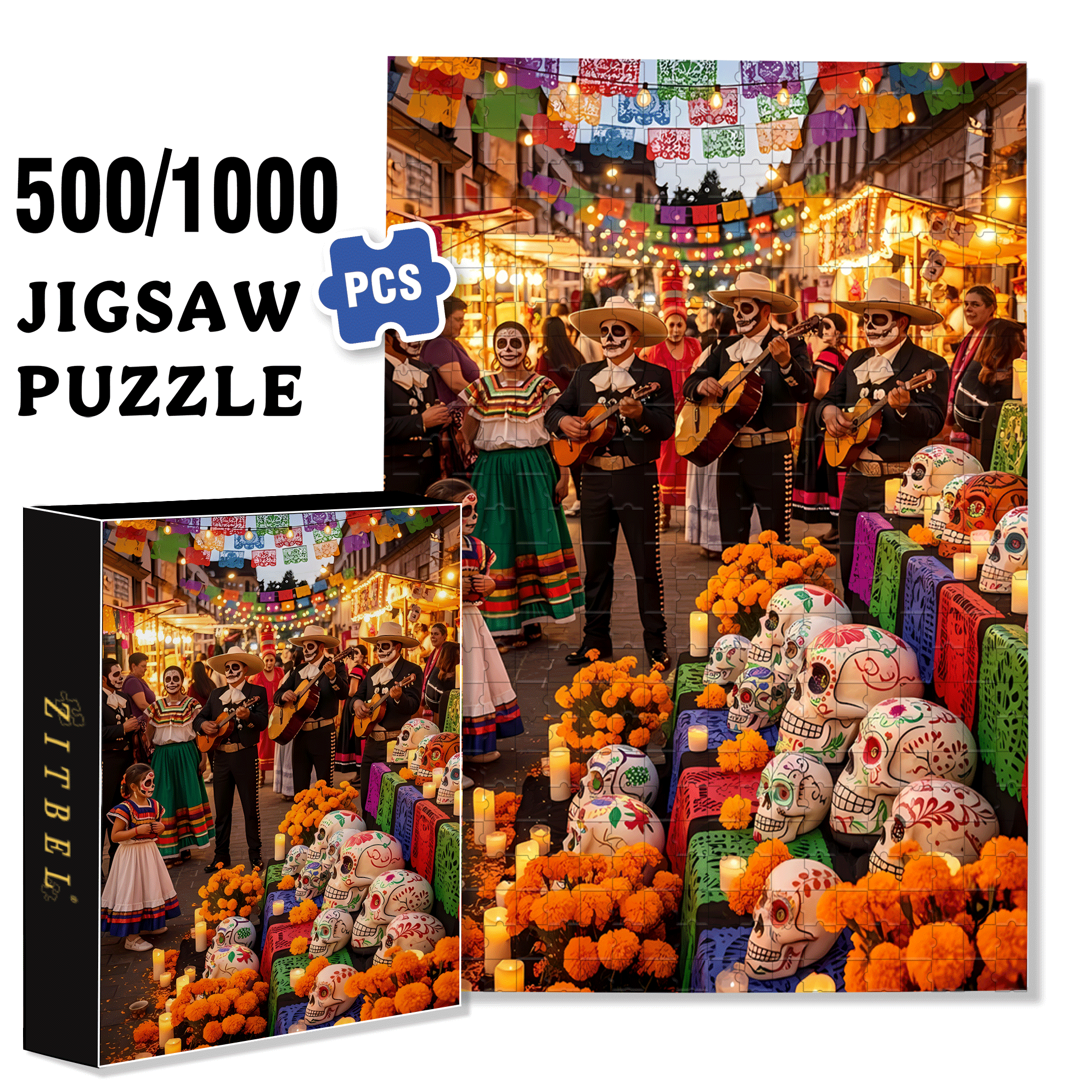Valencia 500pcs/1000pcs Jigsaw Puzzle, Scratch-Resistant, Interactive Family Game & Brain-Boosting DIY Decor, Perfect for Halloween, Christmas & New Year Gifts, Family Puzzle Game