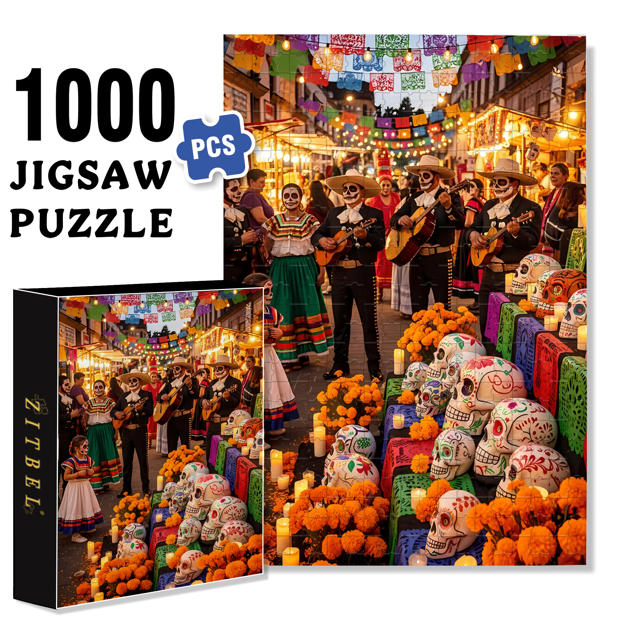 Valencia 500pcs/1000pcs Jigsaw Puzzle, Scratch-Resistant, Interactive Family Game & Brain-Boosting DIY Decor, Perfect for Halloween, Christmas & New Year Gifts, Family Puzzle Game