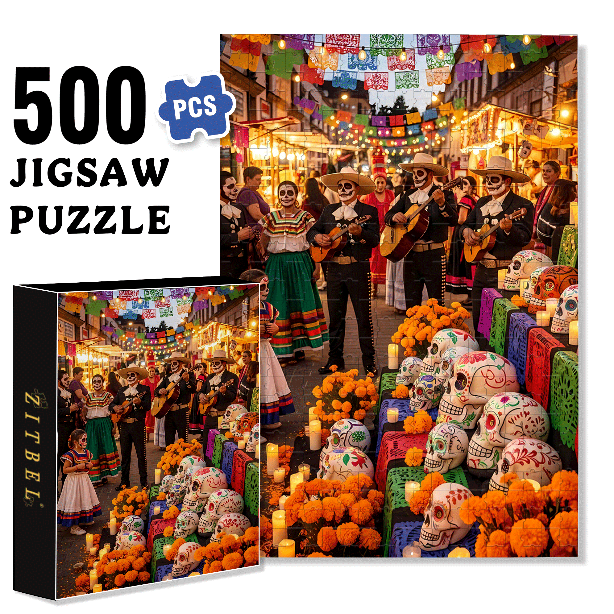 Valencia 500pcs/1000pcs Jigsaw Puzzle, Scratch-Resistant, Interactive Family Game & Brain-Boosting DIY Decor, Perfect for Halloween, Christmas & New Year Gifts, Family Puzzle Game