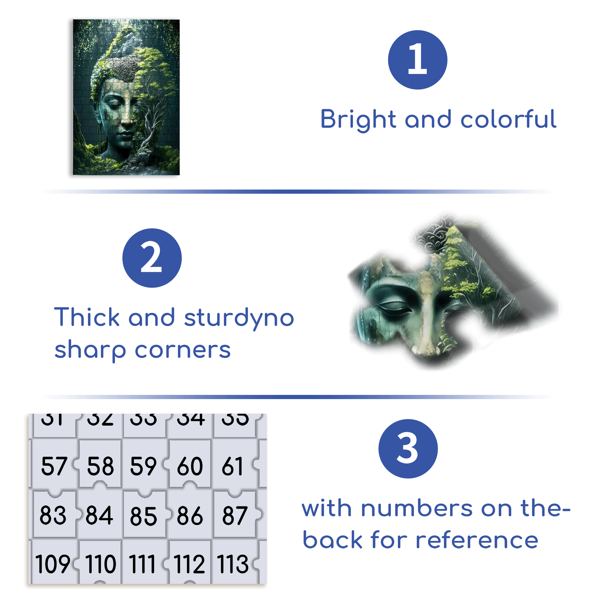 Zen Meditation Buddha Head 500pcs/1000pcs Jigsaw Puzzle, Scratch-Resistant, Interactive Family Game & Brain-Boosting DIY Decor, Perfect for Halloween, Christmas & New Year Gifts, Family Puzzle Game
