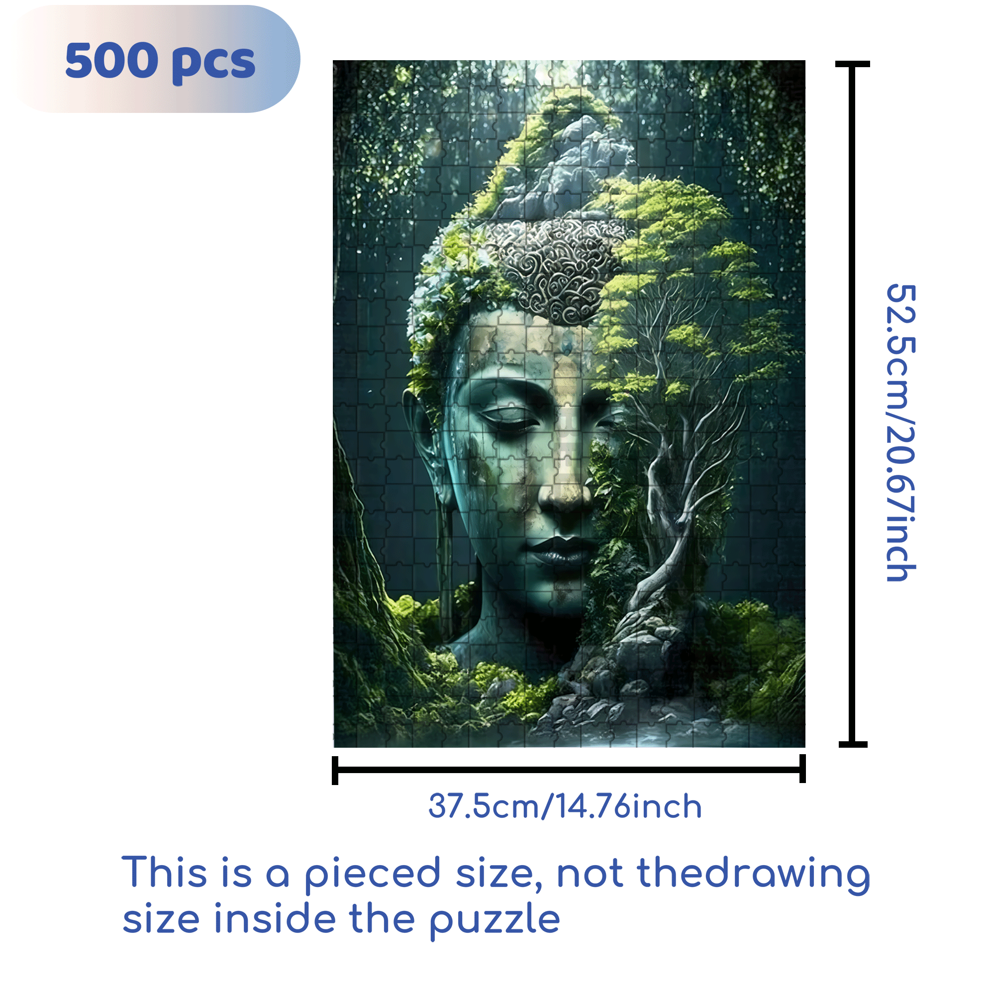 Zen Meditation Buddha Head 500pcs/1000pcs Jigsaw Puzzle, Scratch-Resistant, Interactive Family Game & Brain-Boosting DIY Decor, Perfect for Halloween, Christmas & New Year Gifts, Family Puzzle Game