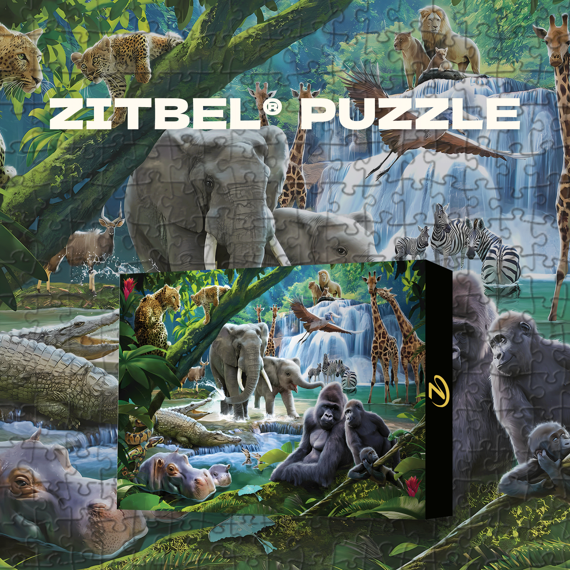 Animals World 500pcs/1000pcs Jigsaw Puzzle, Scratch-Resistant, Interactive Family Game & Brain-Boosting DIY Decor, Perfect for Halloween, Christmas & New Year Gifts, Family Puzzle Game