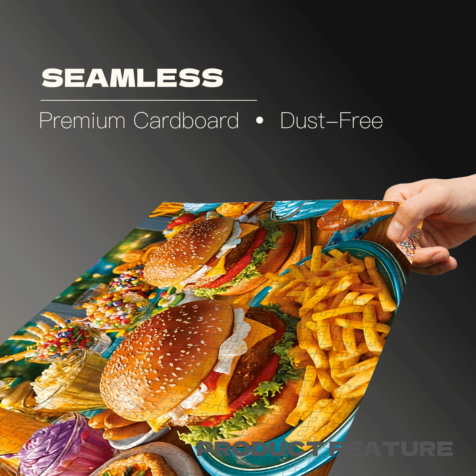 Burger & Fries 500pcs/1000pcs Jigsaw Puzzle, Scratch-Resistant, Interactive Family Game & Brain-Boosting DIY Decor, Perfect for Halloween, Christmas & New Year Gifts, Family Puzzle Game