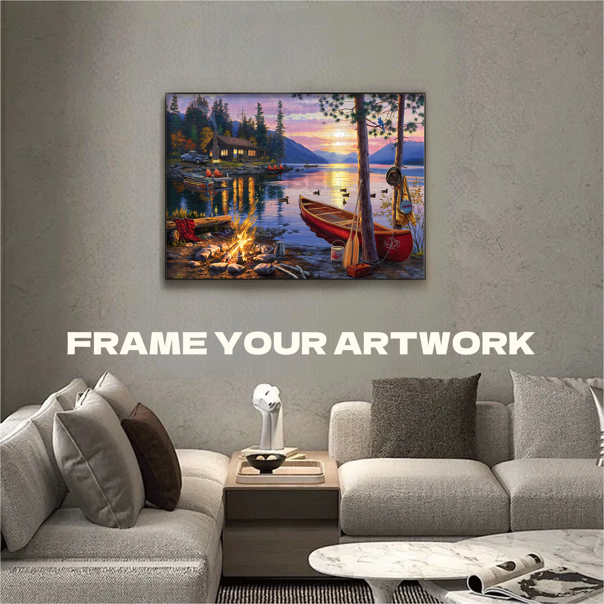 Cabin Sunset 500pcs/1000pcs Jigsaw Puzzle, Scratch-Resistant, Interactive Family Game & Brain-Boosting DIY Decor, Perfect for Halloween, Christmas & New Year Gifts, Family Puzzle Game
