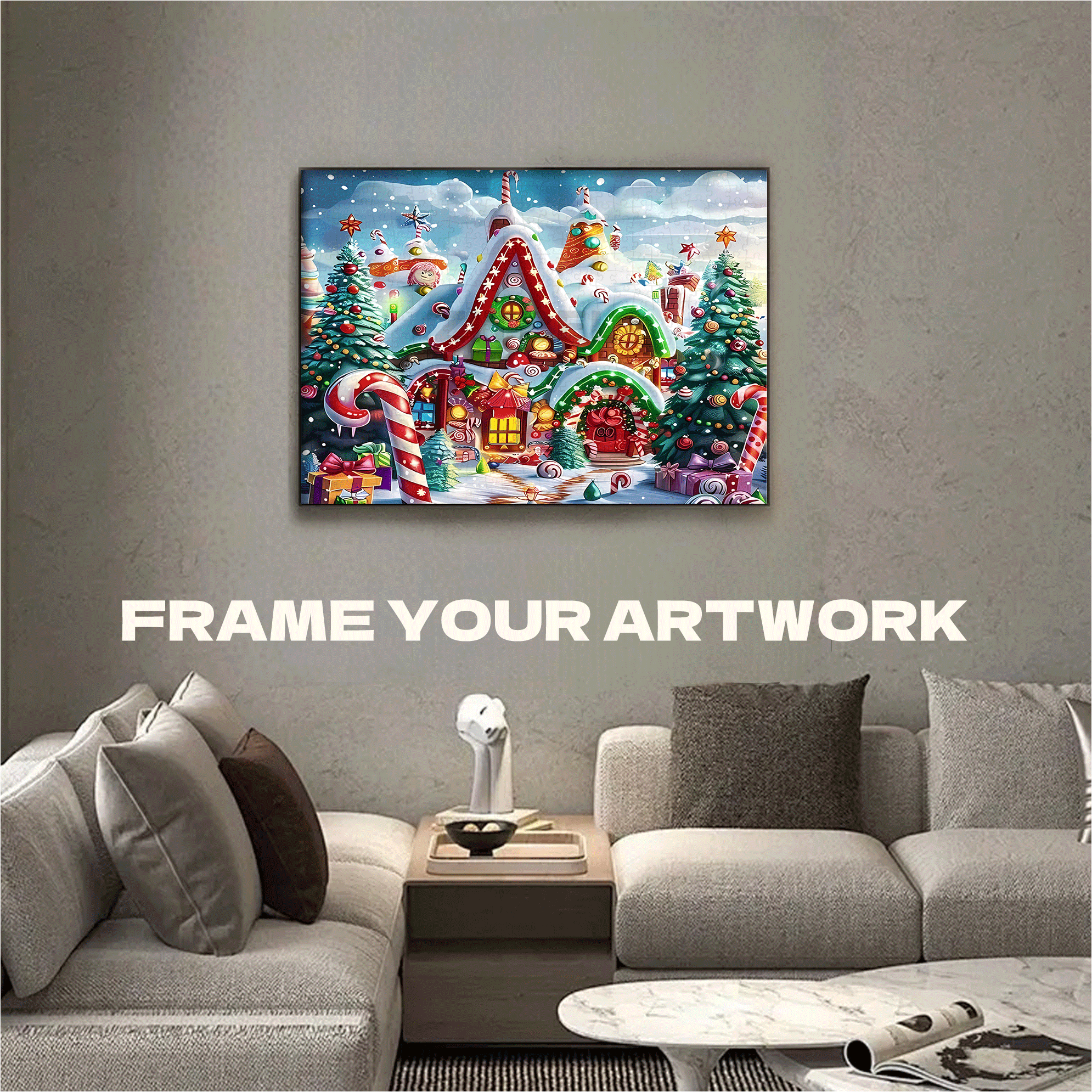 Christmas Candy House 500pcs/1000pcs Jigsaw Puzzle, Scratch-Resistant, Interactive Family Game & Brain-Boosting DIY Decor, Perfect for Halloween, Christmas & New Year Gifts, Family Puzzle Game