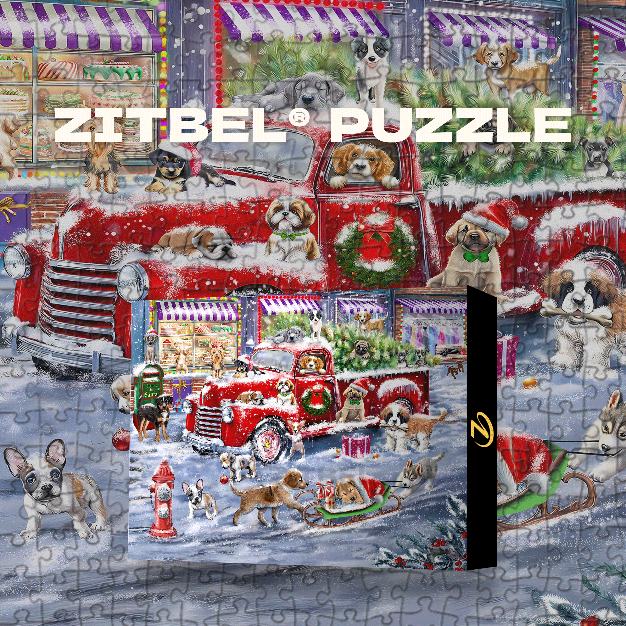 Christmas Puppies 500pcs/1000pcs Jigsaw Puzzle, Scratch-Resistant, Interactive Family Game & Brain-Boosting DIY Decor, Perfect for Halloween, Christmas & New Year Gifts, Family Puzzle Game