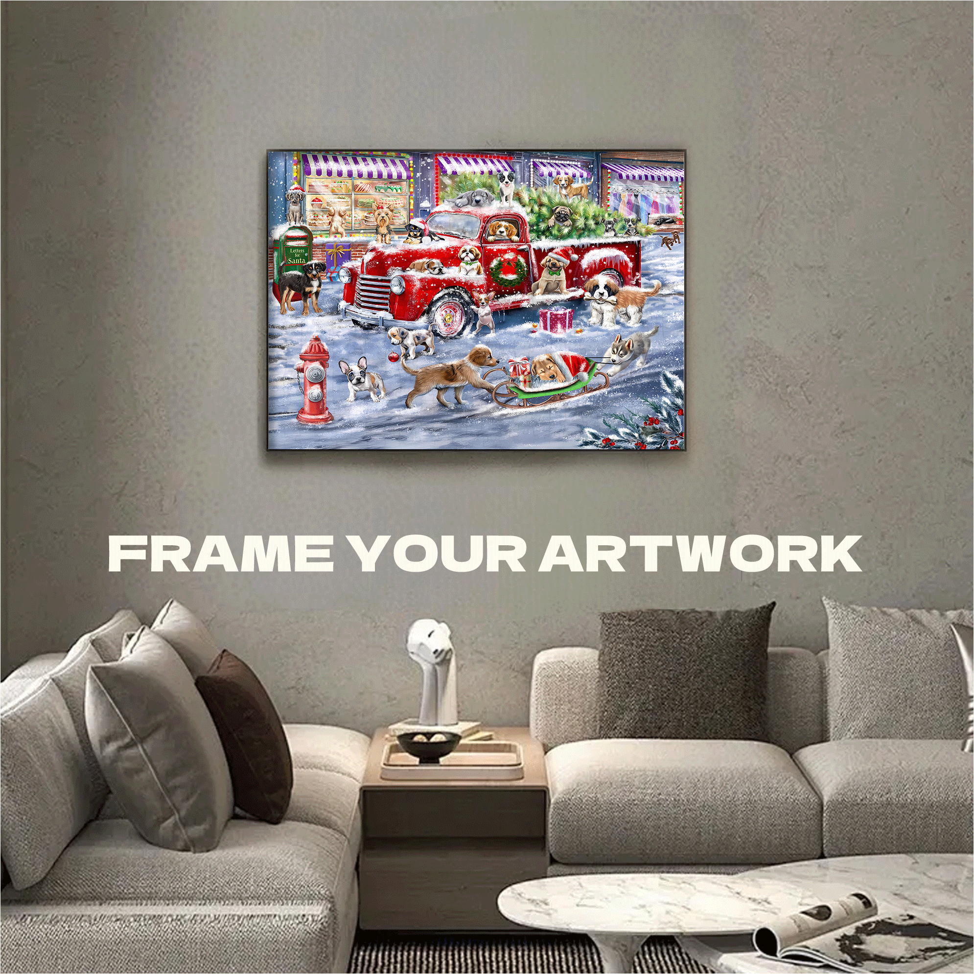 Christmas Puppies 500pcs/1000pcs Jigsaw Puzzle, Scratch-Resistant, Interactive Family Game & Brain-Boosting DIY Decor, Perfect for Halloween, Christmas & New Year Gifts, Family Puzzle Game
