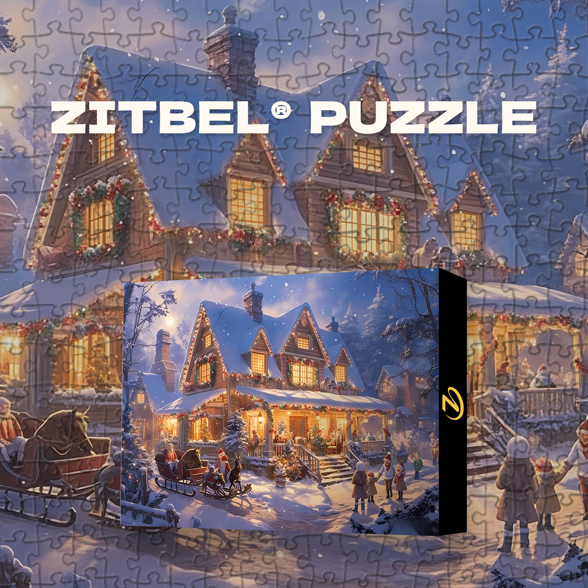Christmas Snow House Night 500pcs/1000pcs Jigsaw Puzzle, Scratch-Resistant, Interactive Family Game & Brain-Boosting DIY Decor, Perfect for Halloween, Christmas & New Year Gifts, Family Puzzle Game