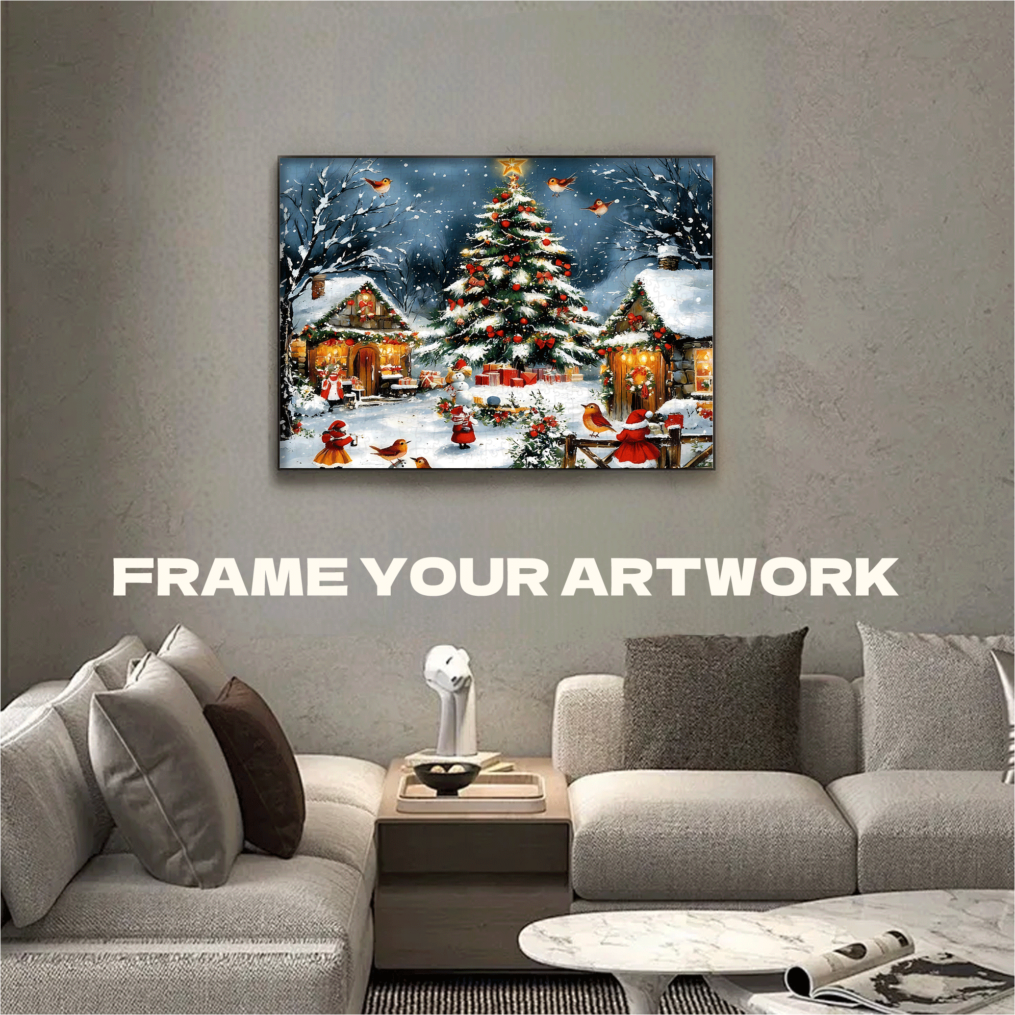 Christmas Snow Scene Cross 500pcs/1000pcs Jigsaw Puzzle, Scratch-Resistant, Interactive Family Game & Brain-Boosting DIY Decor, Perfect for Halloween, Christmas & New Year Gifts, Family Puzzle Game