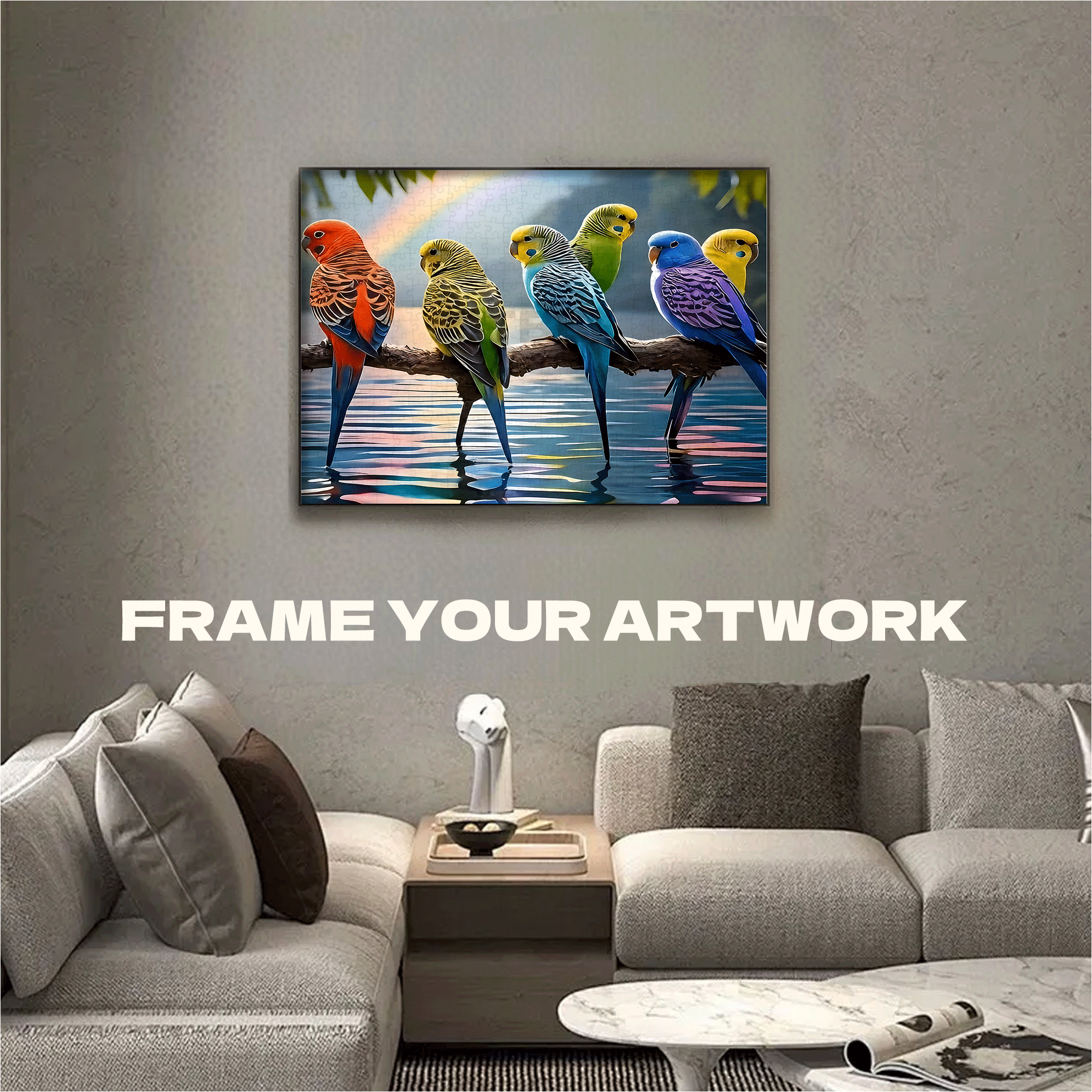 Colorful Parrots On Branch 500pcs/1000pcs Jigsaw Puzzle, Scratch-Resistant, Interactive Family Game & Brain-Boosting DIY Decor, Perfect for Halloween, Christmas & New Year Gifts, Family Puzzle Game