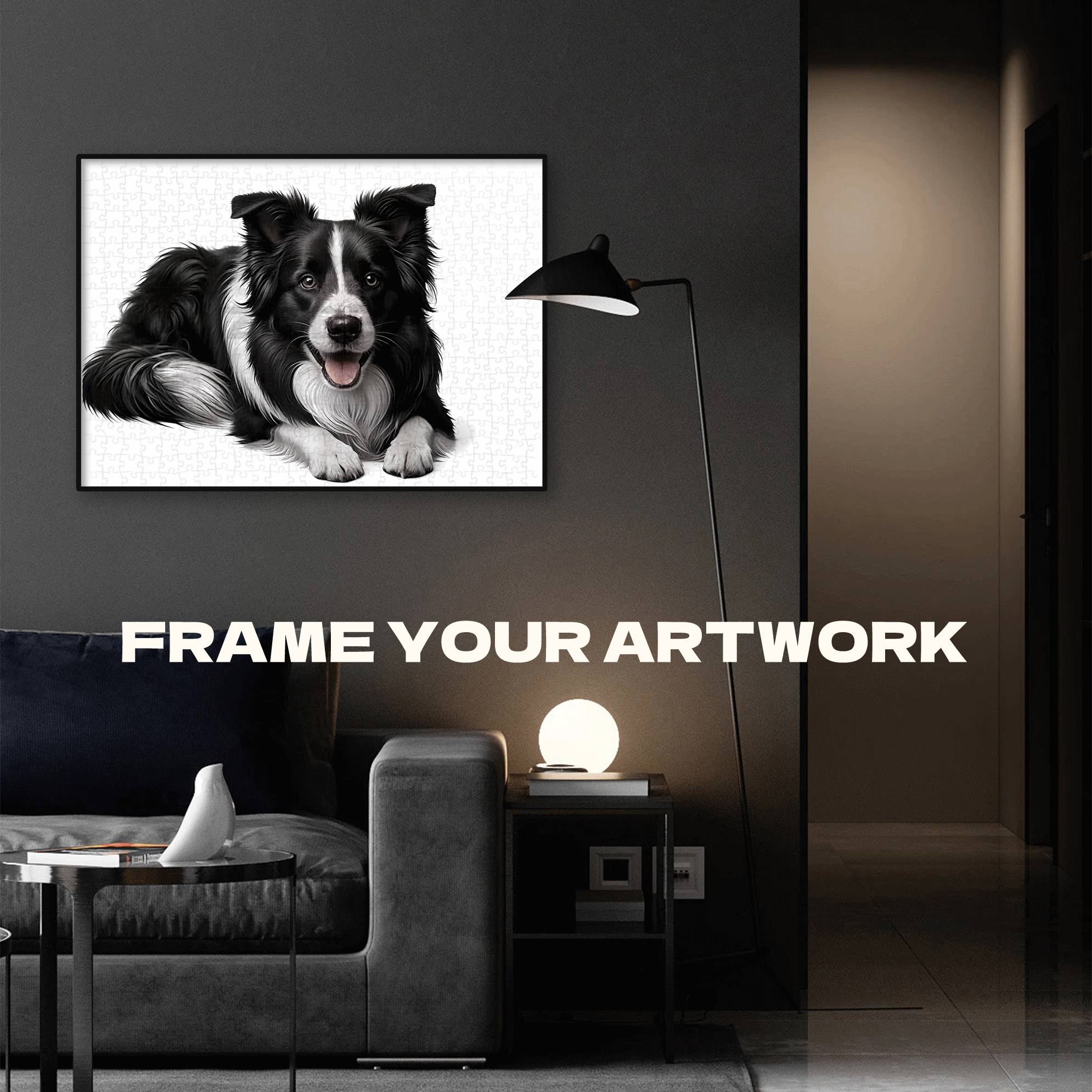 Cute Black and White Puppy 500pcs/1000pcs Jigsaw Puzzle, Scratch-Resistant, Interactive Family Game & Brain-Boosting DIY Decor, Perfect for Halloween, Christmas & New Year Gifts, Family Puzzle Game