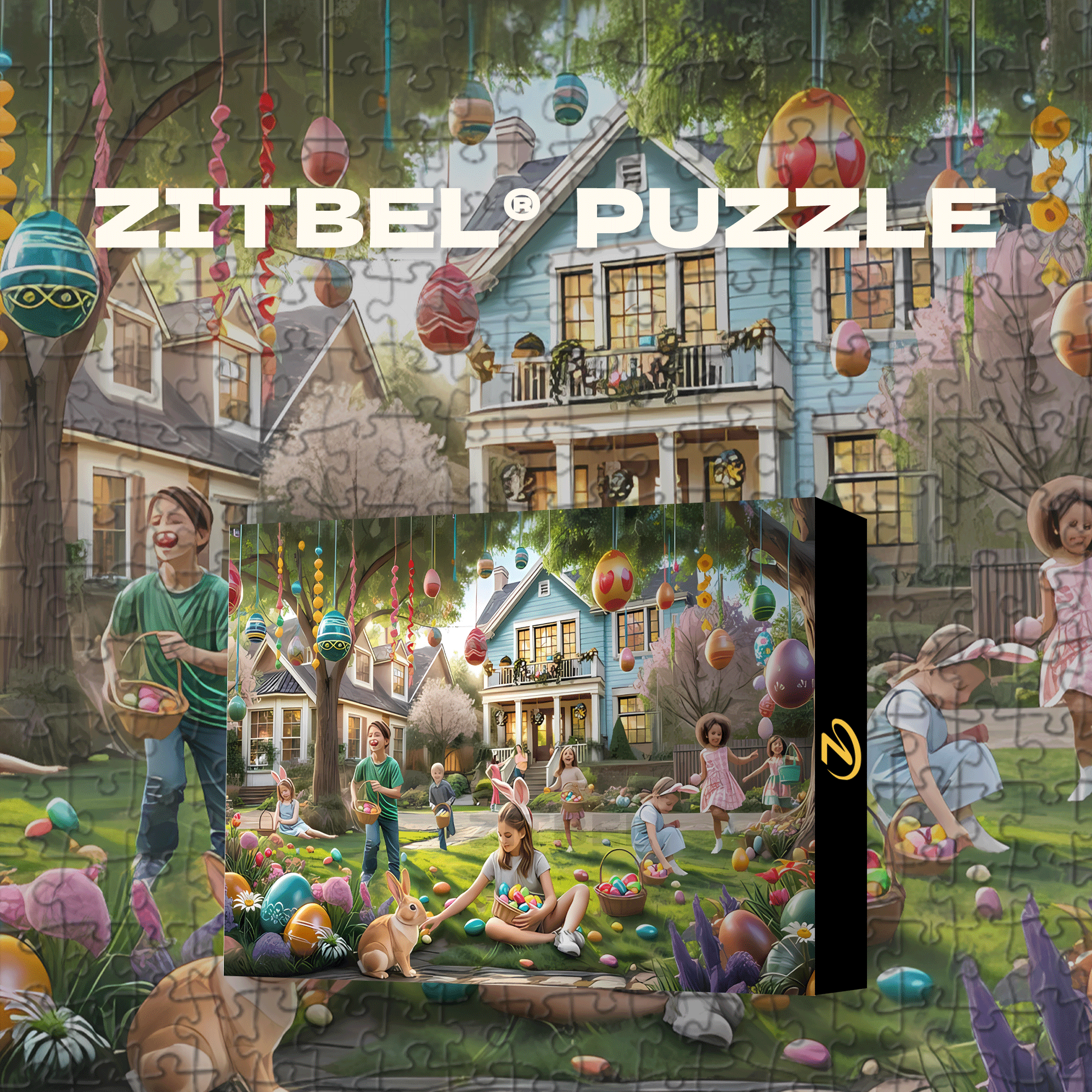 Easter Egg Hunt Jigsaw Puzzle 500pcs/1000pcs Jigsaw Puzzle, Scratch-Resistant, Interactive Family Game & Brain-Boosting DIY Decor, Perfect for Halloween, Christmas & New Year Gifts, Family Puzzle Game