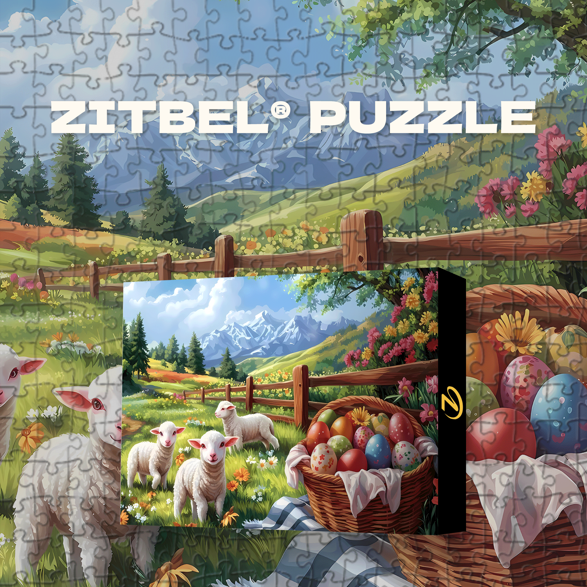 Easter Lamb 500pcs/1000pcs Jigsaw Puzzle, Scratch-Resistant, Interactive Family Game & Brain-Boosting DIY Decor, Perfect for Halloween, Christmas & New Year Gifts, Family Puzzle Game