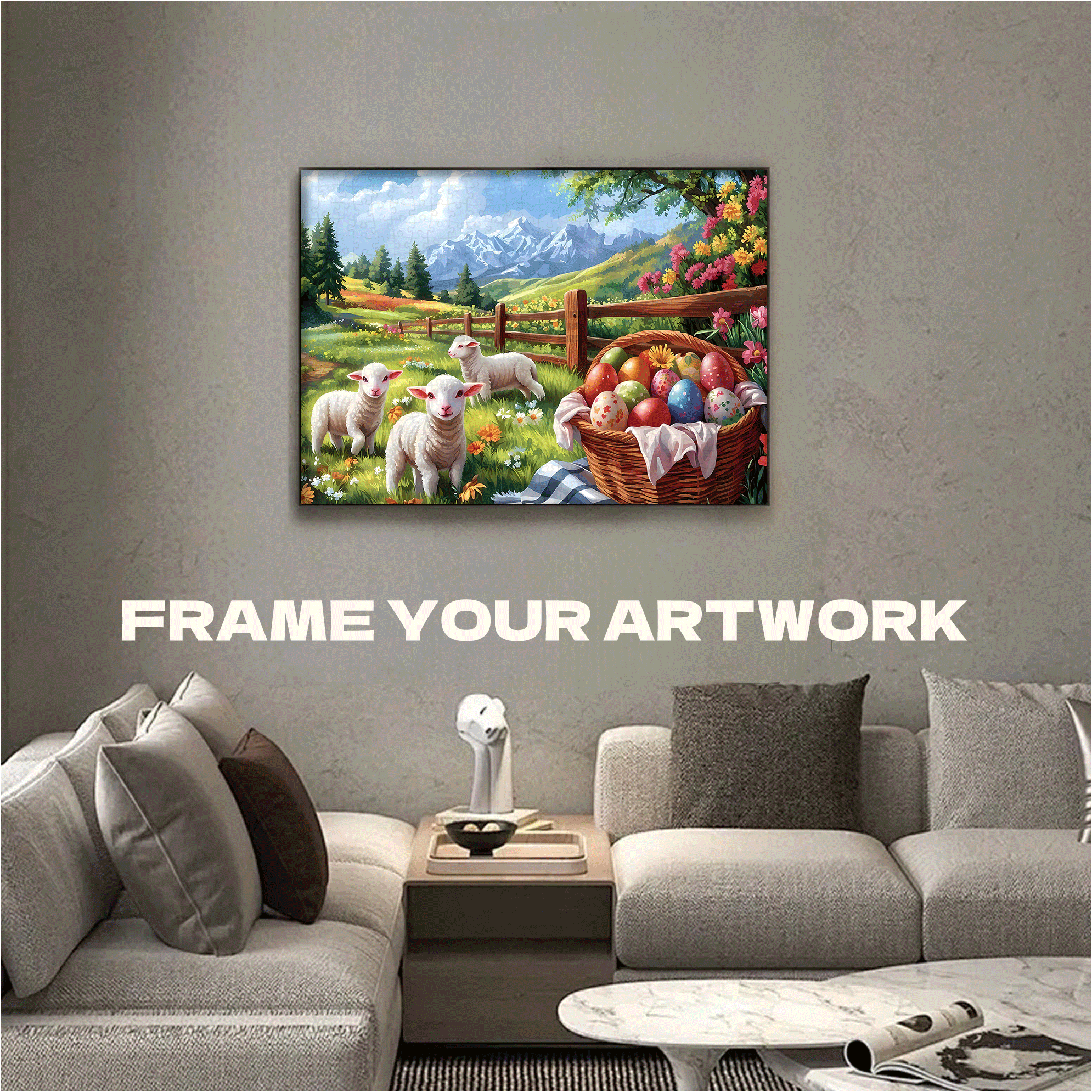 Easter Lamb 500pcs/1000pcs Jigsaw Puzzle, Scratch-Resistant, Interactive Family Game & Brain-Boosting DIY Decor, Perfect for Halloween, Christmas & New Year Gifts, Family Puzzle Game