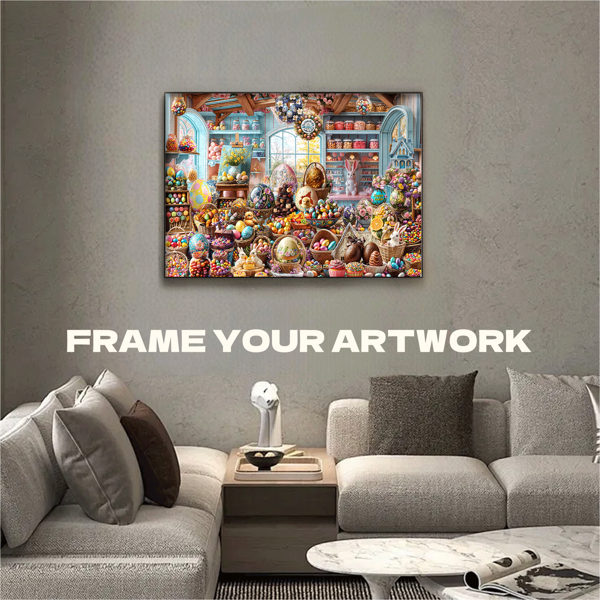 Easter Shop 500pcs/1000pcs Jigsaw Puzzle, Scratch-Resistant, Interactive Family Game & Brain-Boosting DIY Decor, Perfect for Halloween, Christmas & New Year Gifts, Family Puzzle Game