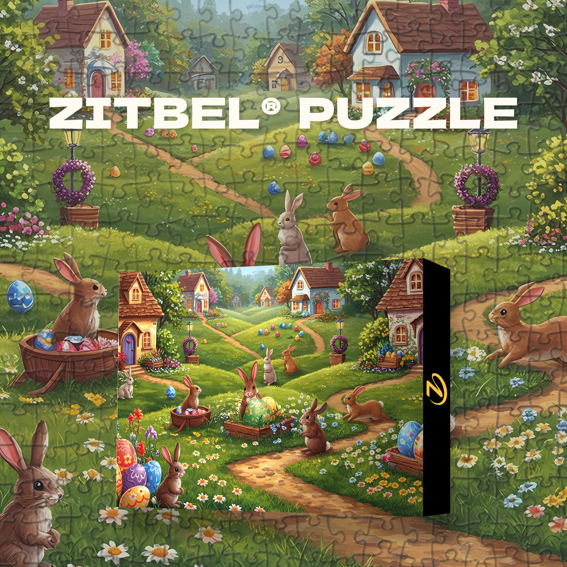 Easter Village 500pcs/1000pcs Jigsaw Puzzle, Scratch-Resistant, Interactive Family Game & Brain-Boosting DIY Decor, Perfect for Halloween, Christmas & New Year Gifts, Family Puzzle Game