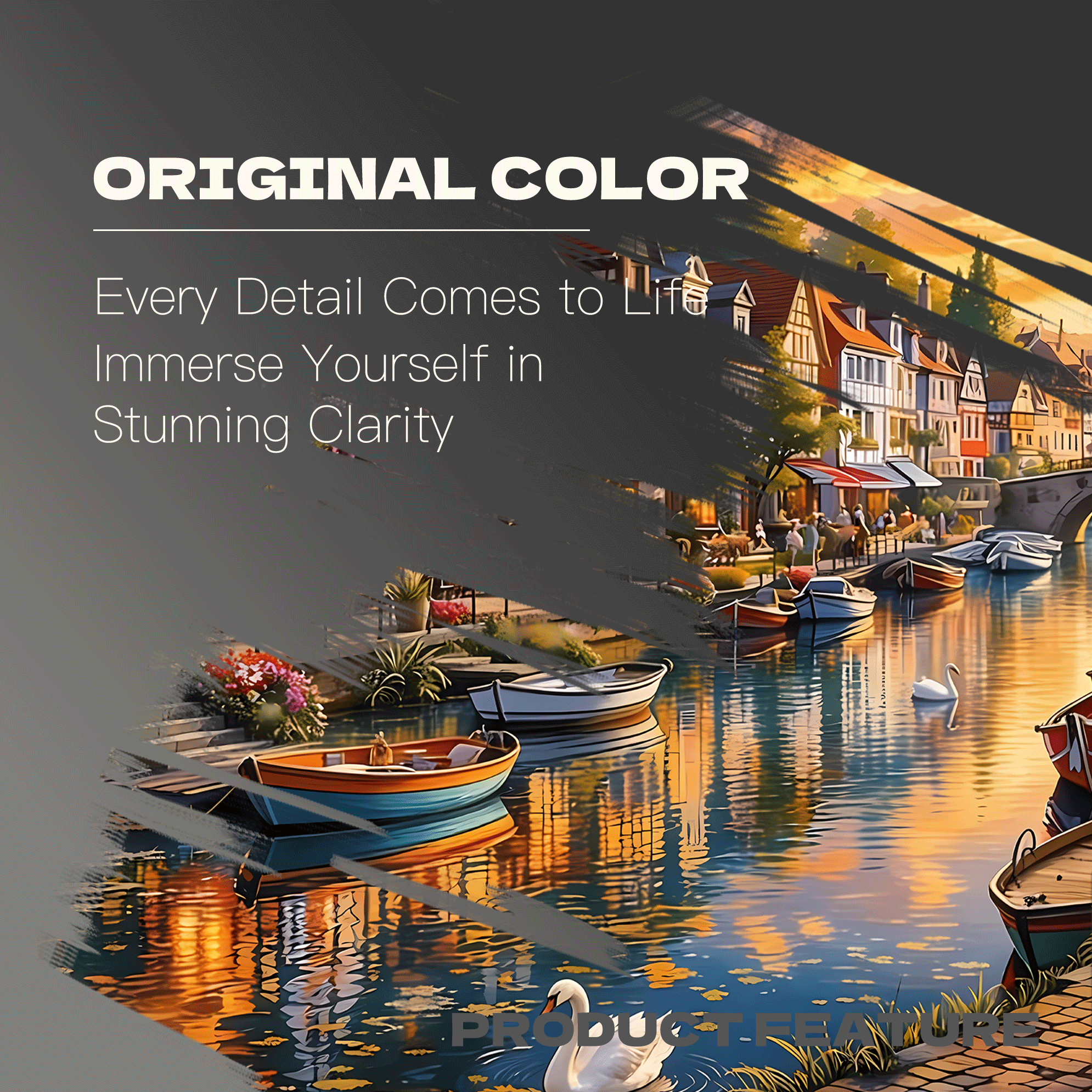 European Canal Town At Sunset 500pcs/1000pcs Jigsaw Puzzle, Scratch-Resistant, Interactive Family Game & Brain-Boosting DIY Decor, Perfect for Halloween, Christmas & New Year Gifts, Family Puzzle Game